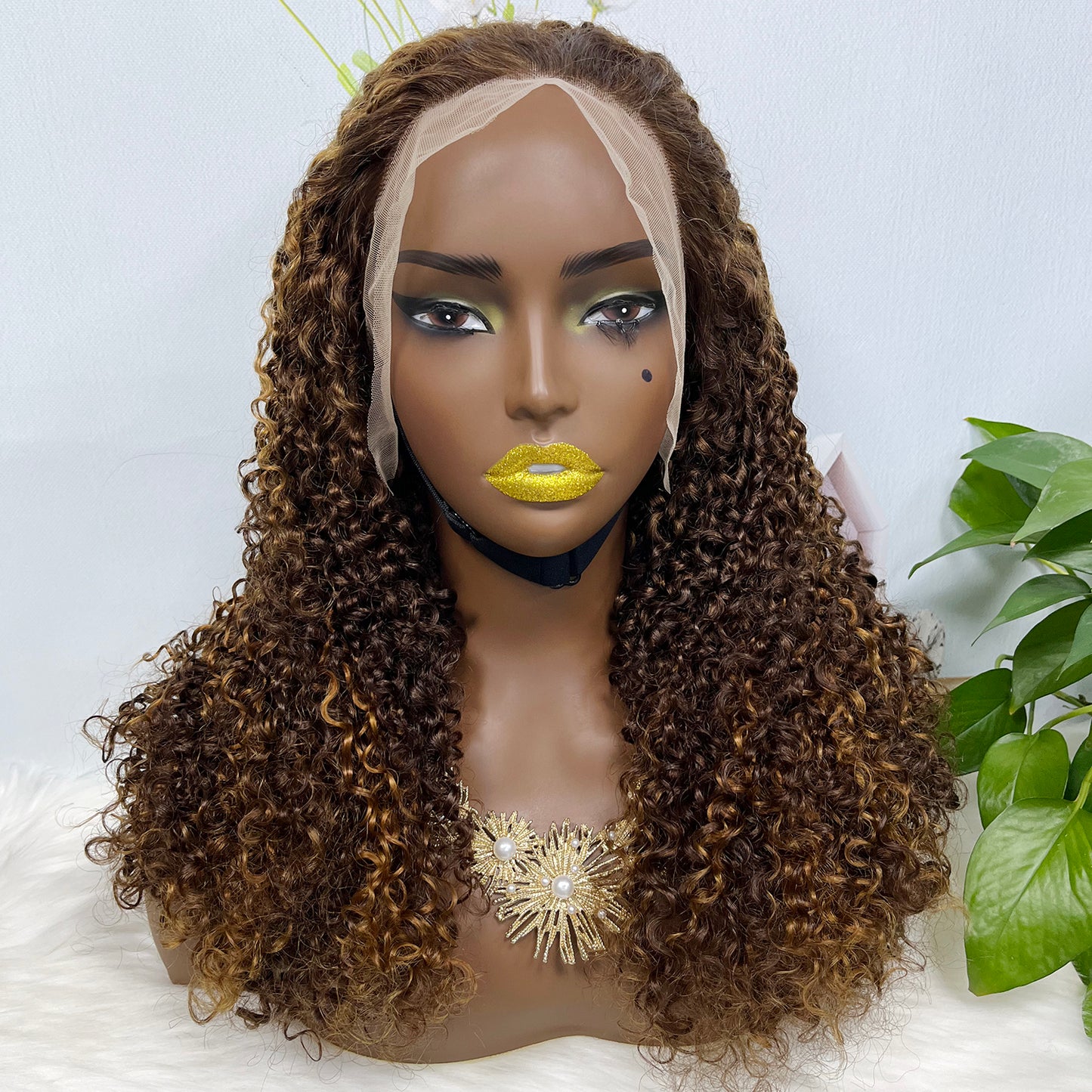 Double Drawn 13x4 Glueless Wig Pixie Curl Natural Human Hair Lace Wigs Piano Color P4/30 250% Density