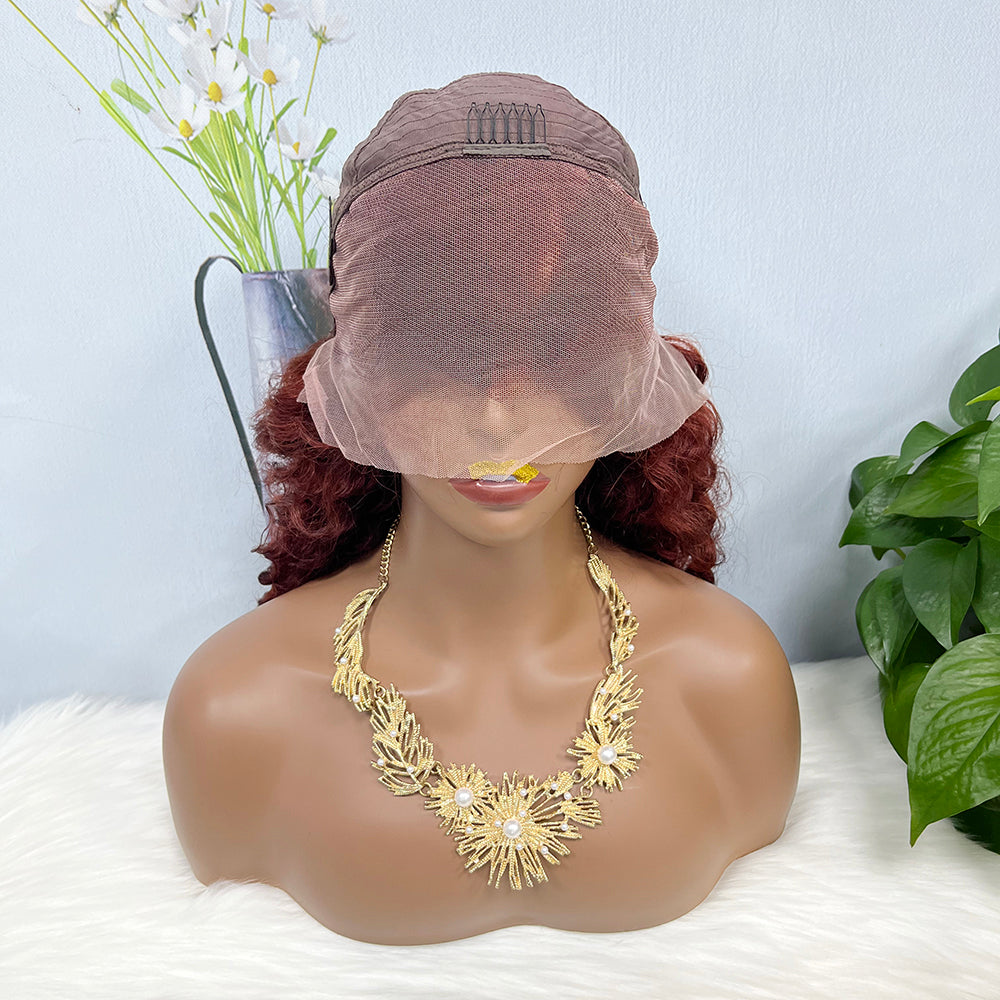 13*4 Lace Wig Deep Wave Natural Human Hair Lace Wigs Color 33# 200% Density