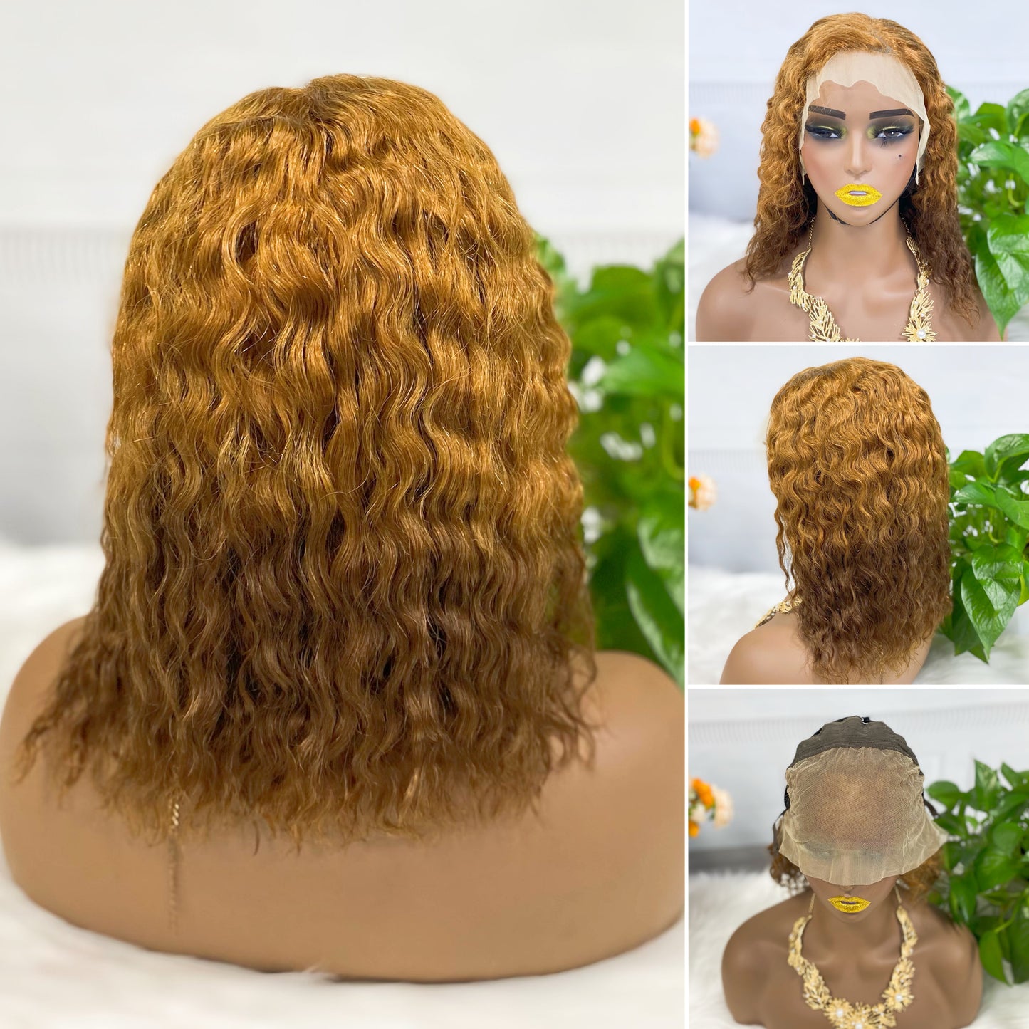 13*4 BoB Wig Water Wave Natural Color Lace Wigs 250% Density