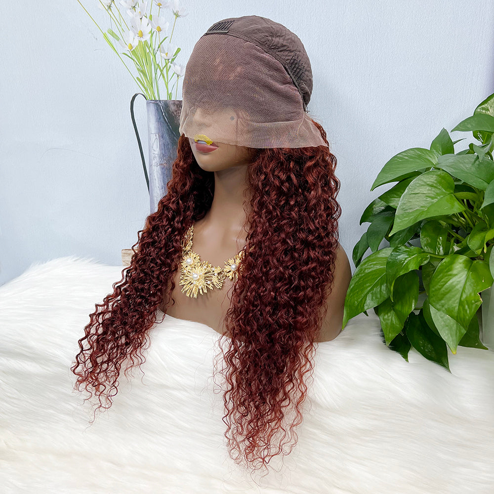 13*4 Lace Wig Water Wave Natural Human Hair Lace Wigs Color 33# 200% Density