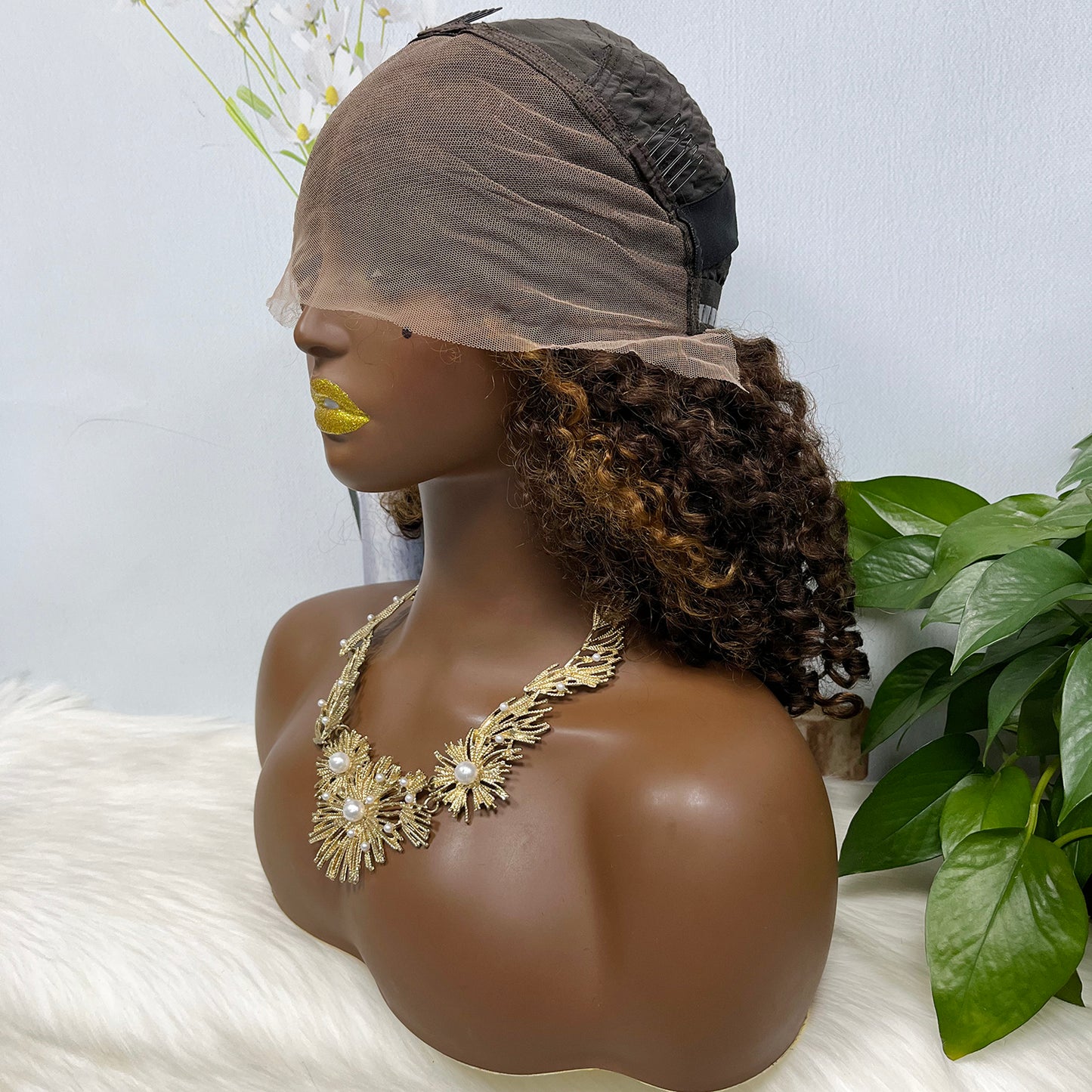 Double Drawn 13*4 Glueless Wig Magic Curl Natural Human Hair Wigs Piano Color P4/30