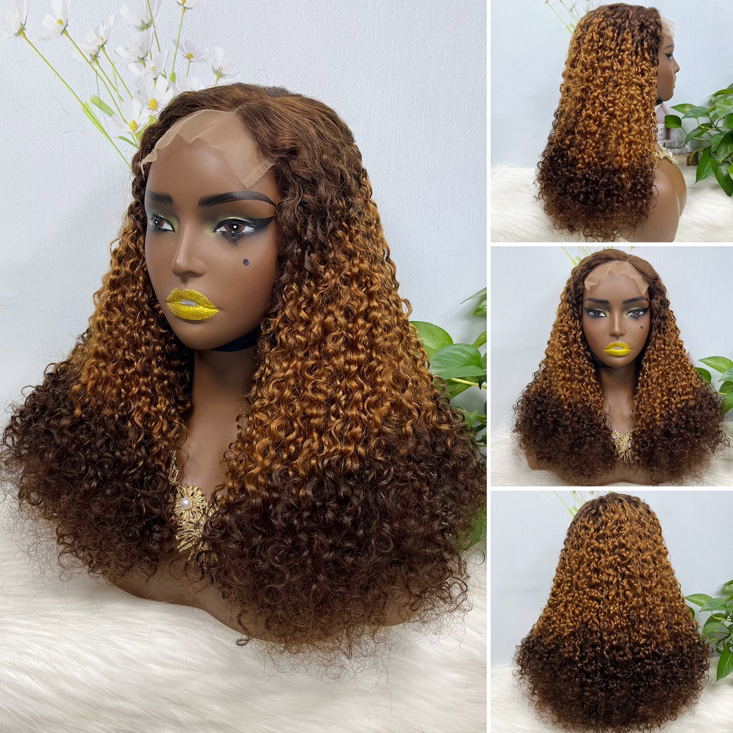 Double Drawn 5x5 Glueless Wig Pixie Curl Natural Human Hair Lace Wigs Natural Color 1B 20inch