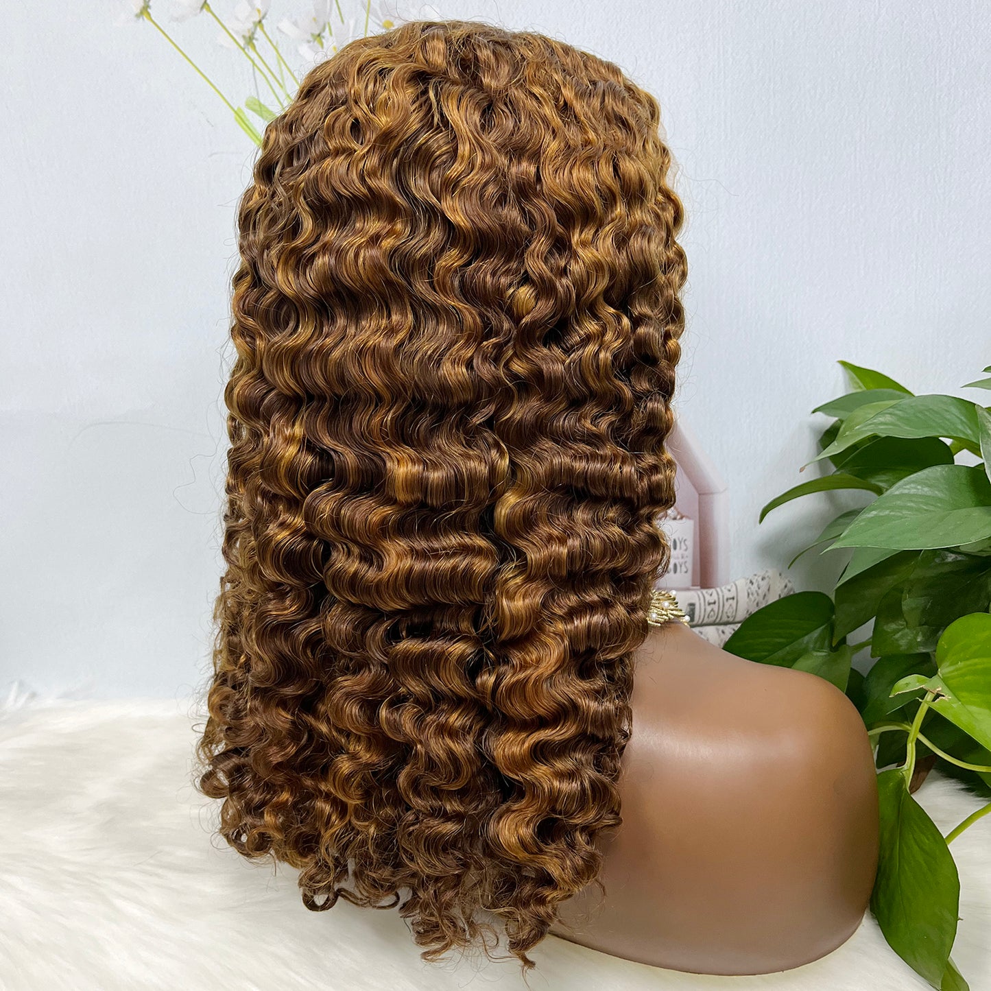 Double Drawn 13*4 Glueless Wig Burmese Curl Human Hair Wigs Piano Color P4/30