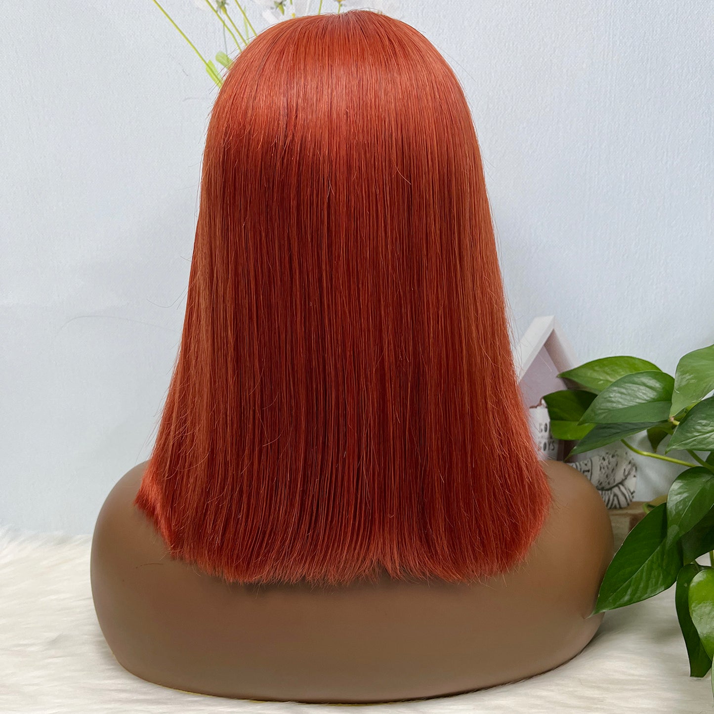 Super Double Drawn 2*6 Lace Bob Wig Human Hair Lace Wig Color 350# Straight