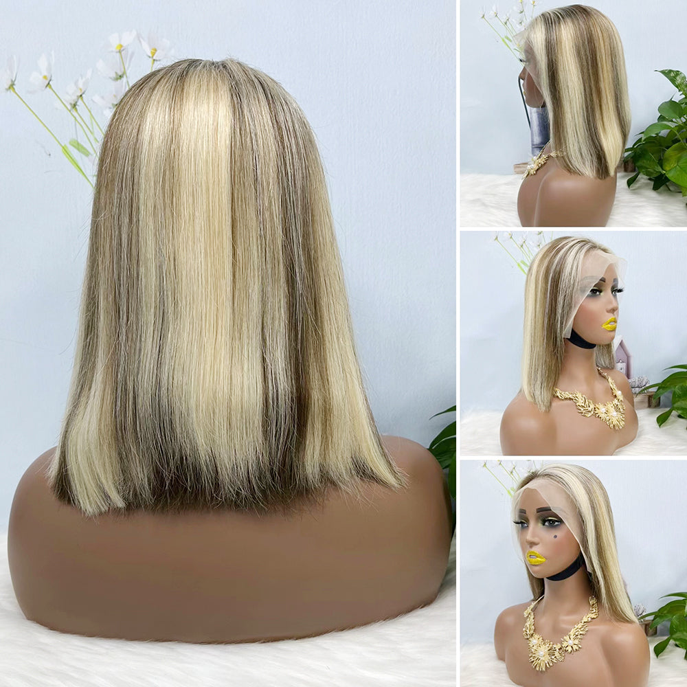 13*4 BoB Wig Perruques droites Couleur P8/613# Densité 200%