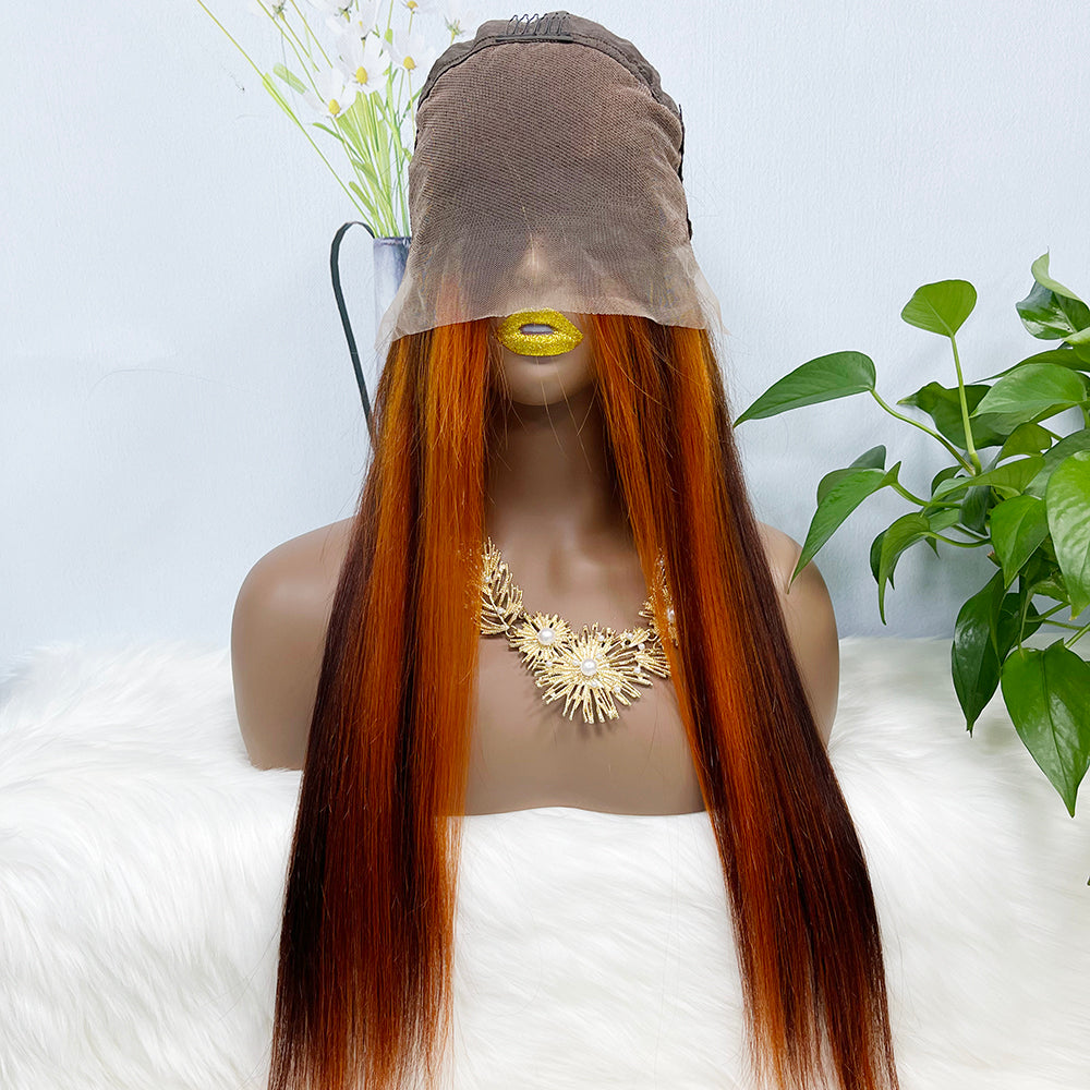 13*4 Lace Wig Straight Natural Virgin Human Hair Lace Wigs Color P4/350# 200% Density
