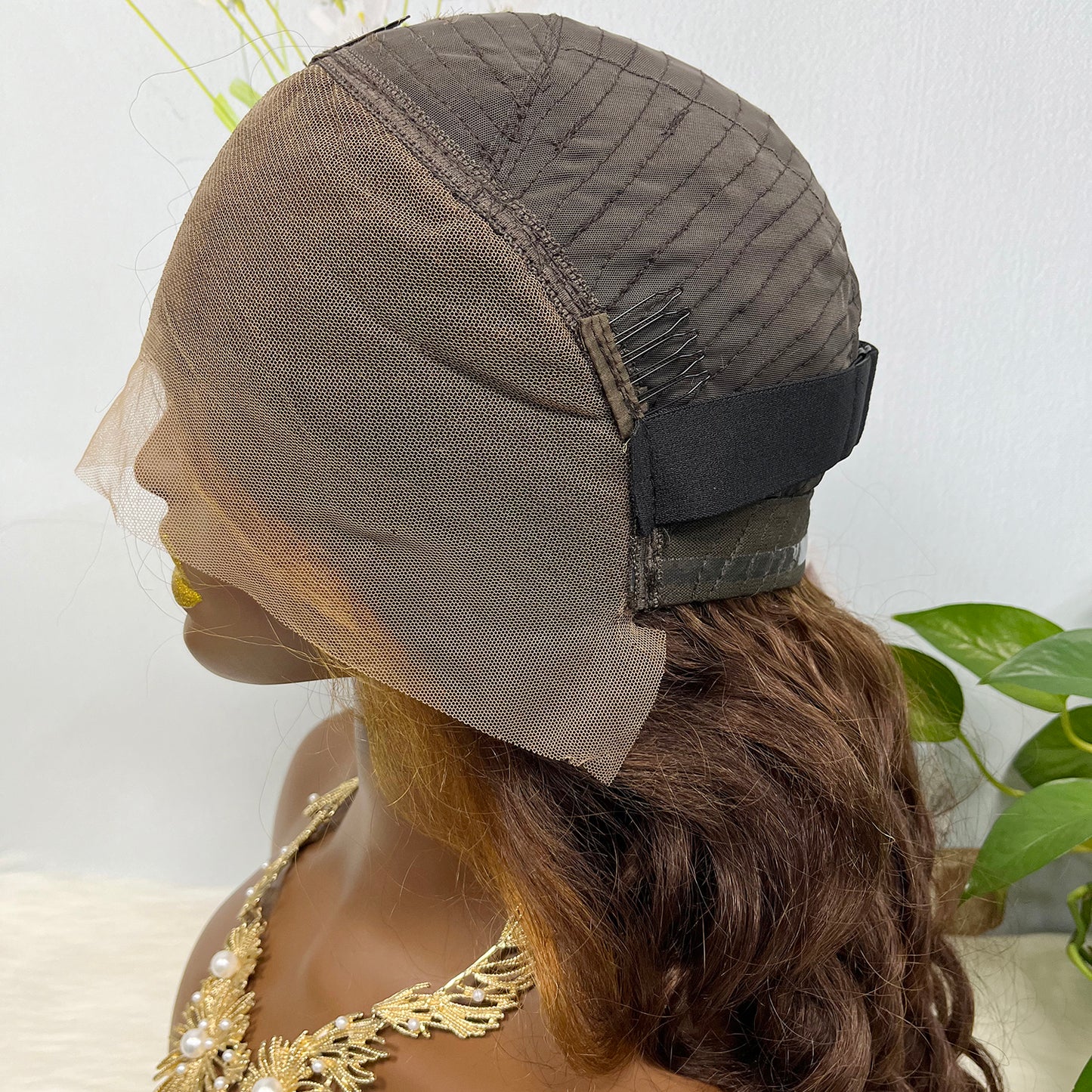 Double Drawn 13*4 Glueless Lace Wig Loose Curl Natural Human Hair Wigs Piano Color P4/30 20"