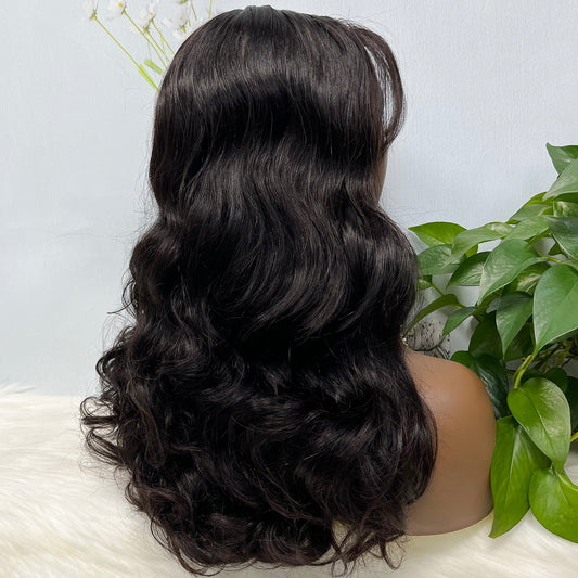 Fringe Double Drawn 5x5 Glueless Lace Wig Loose Wave Human Hair Wigs Natural Color 20inch