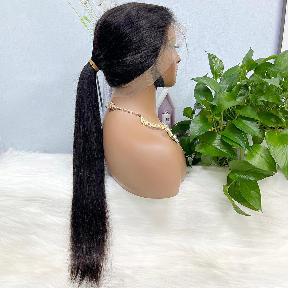 360 Lace Wig Straight Natural Virgin Human Hair Wigs 16"-36" 350% Density