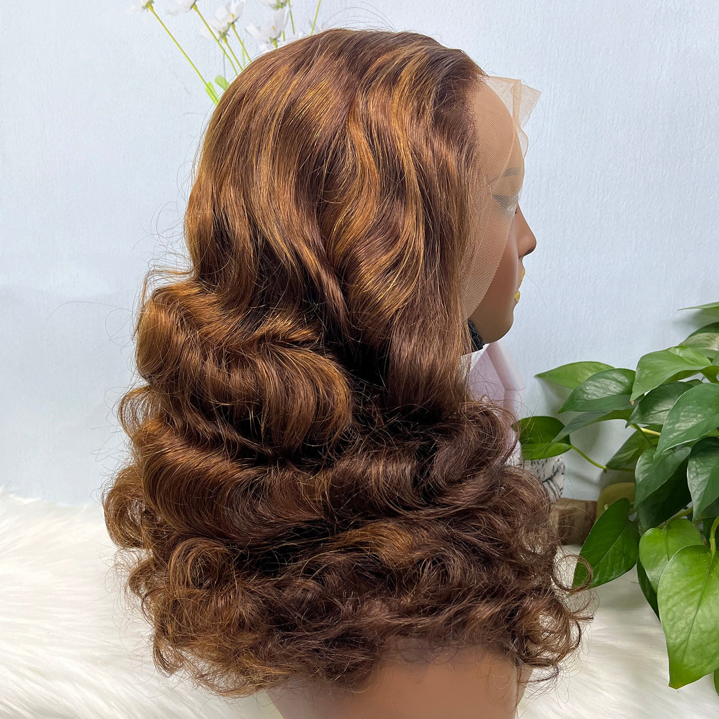 Double Drawn 13*4 Lace Wig Loose Body Wave Natural Human Hair Lace Wigs Piano Color P4/30 20"