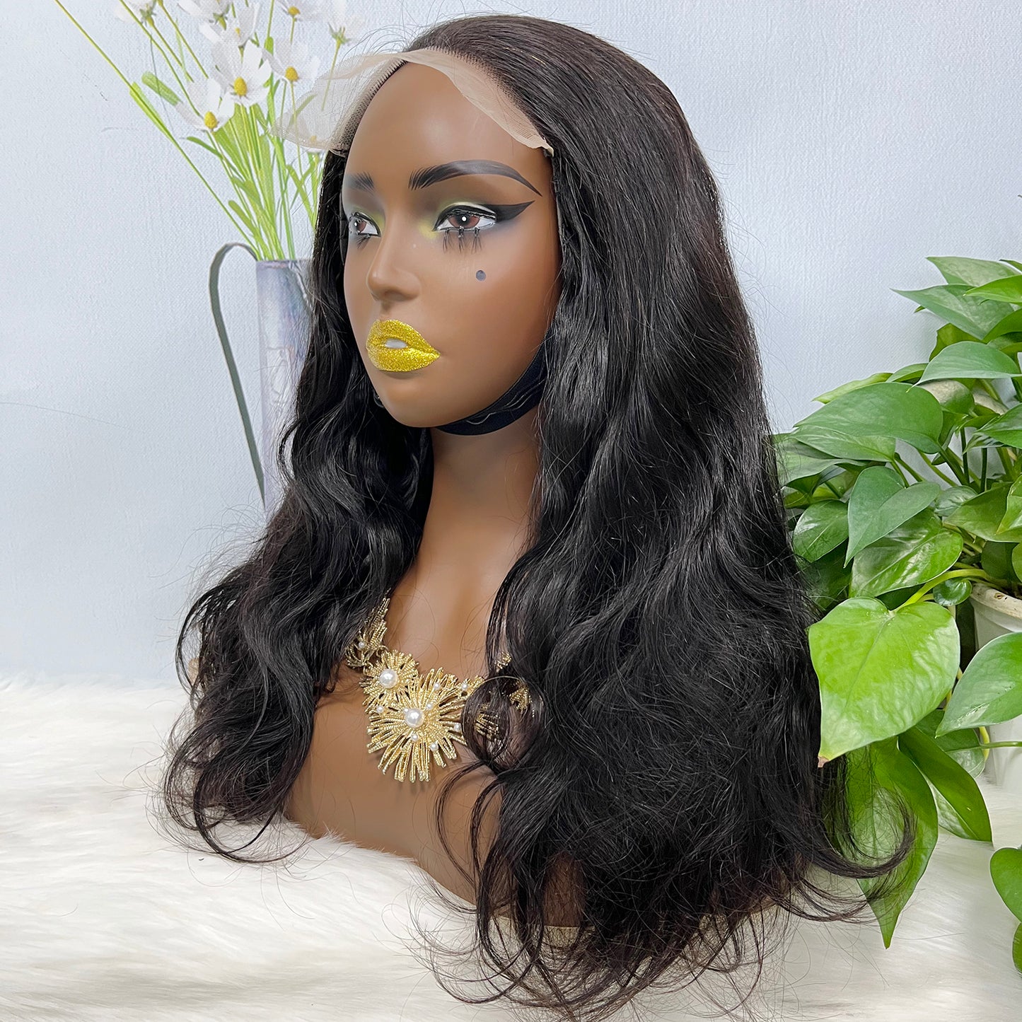 6*6 Lace Wig Natural Wave Natural Virgin Human Hair Lace Wigs Color NC 350% Density