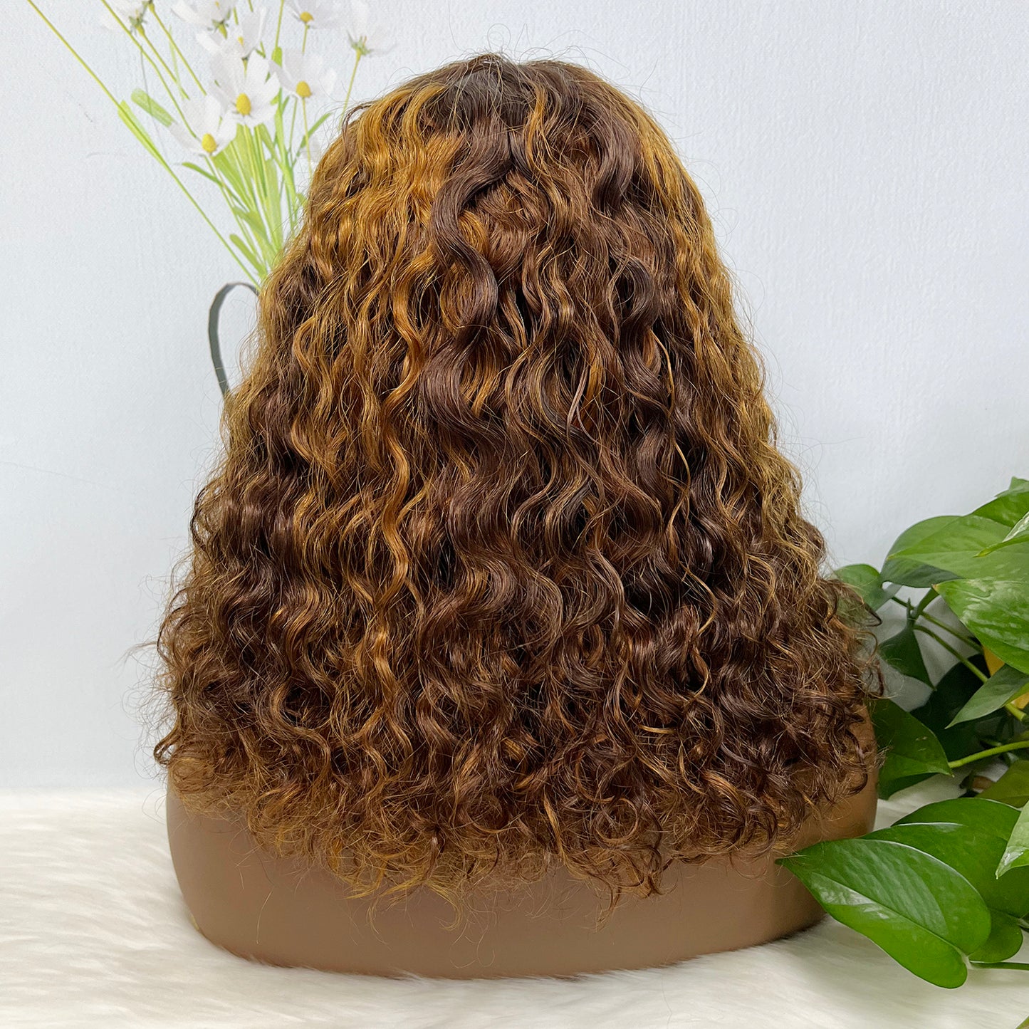Double Drawn 5x5 Glueless Wig Water Wave Natural Human Hair Lace Wig Natural Color 14 inch