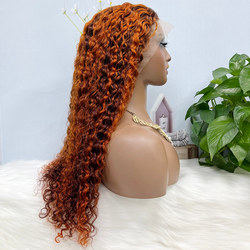 13*4 Lace Wig Water Wave Natural Virgin Human Hair Lace Wigs Color P4/350# 200% Density