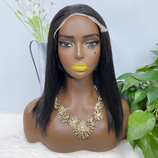 6*6 Lace Wig Straight Natural Virgin Human Hair Lace Wigs Color NC 350% Density