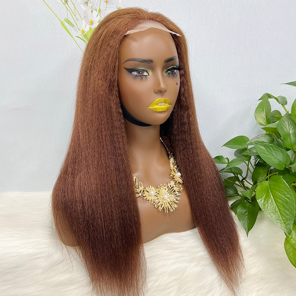 Perruque en dentelle 4*4 couleur droite 33 # 20 "perruque de cheveux humains naturels densité 250%