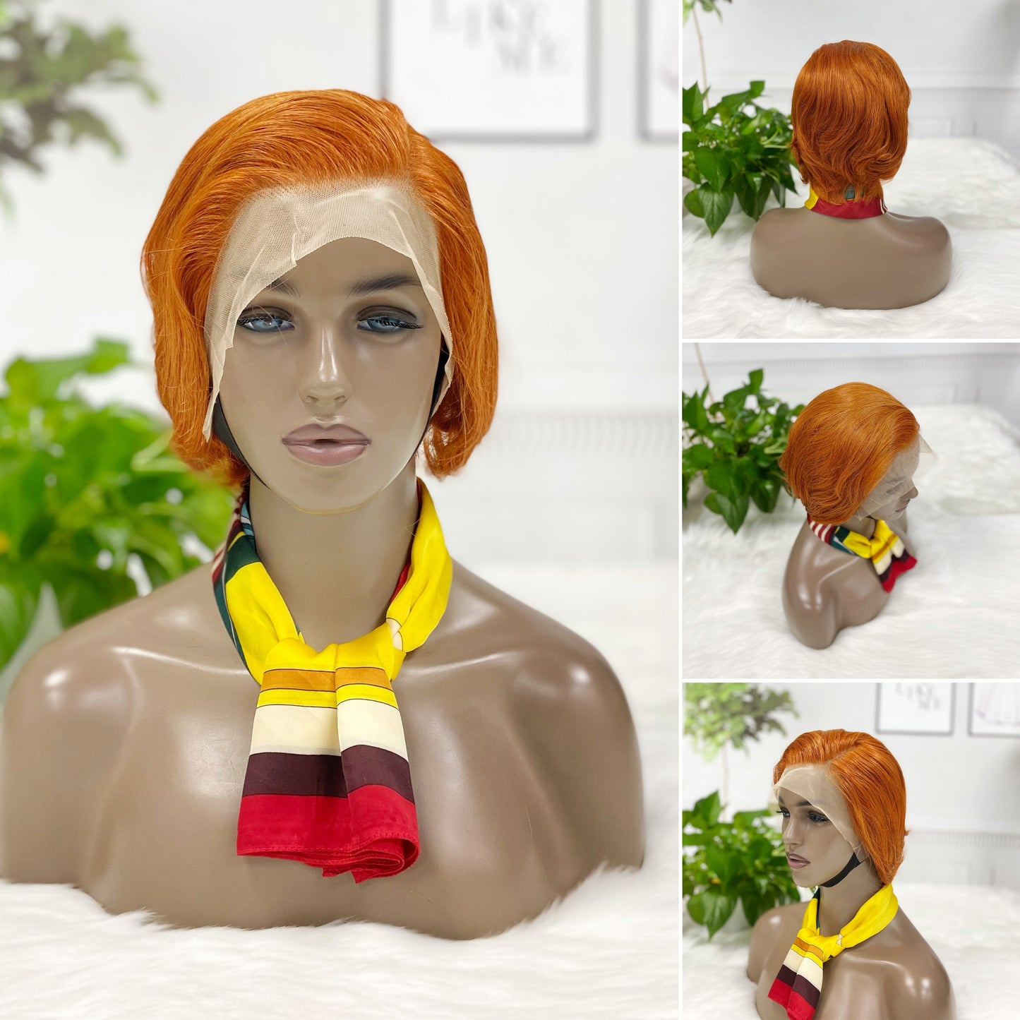 13*4 Lace Wig Pixie Cut Natural Virgin Human Hair Lace Wigs Color 4#