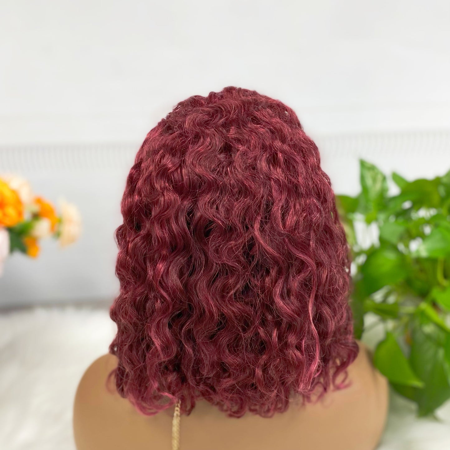 13*4 BoB Wig Water Wave Wigs Color 99J# 250% Density