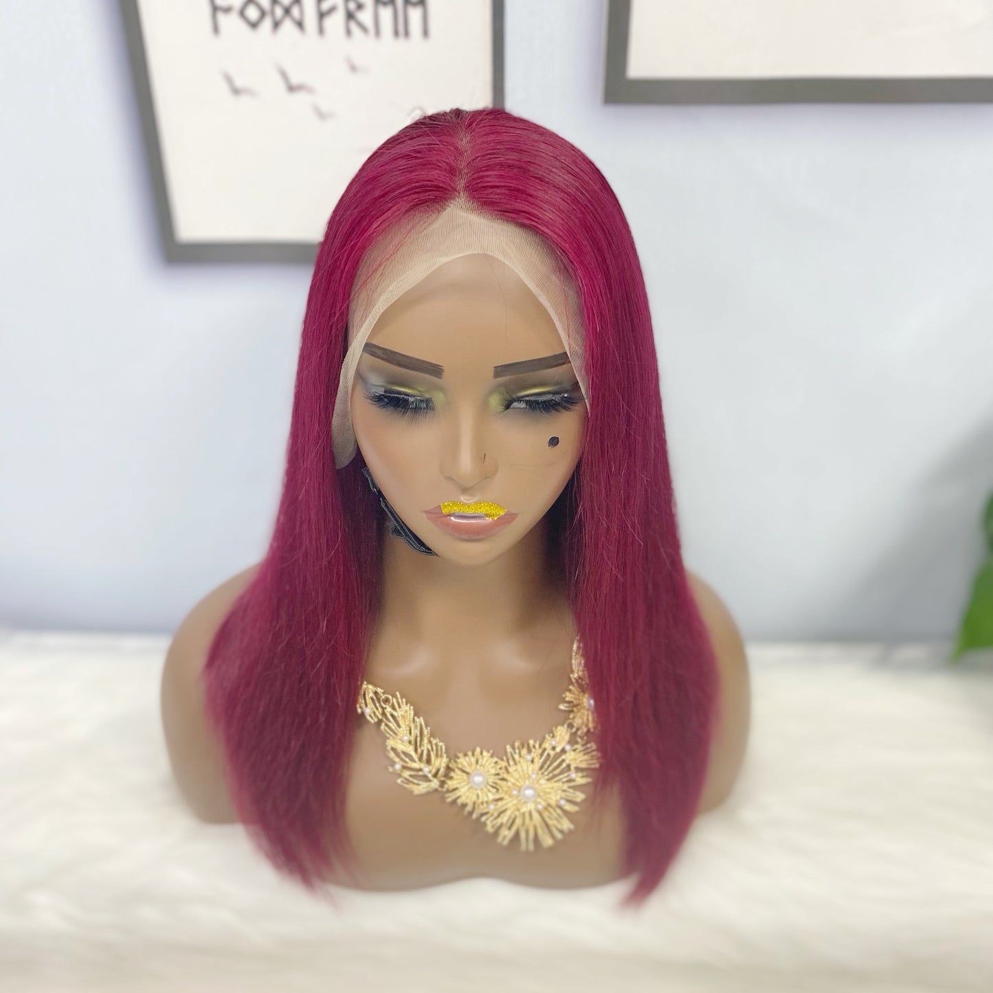 13*4 BoB Wig Straight Wigs Color 99J 200% Density