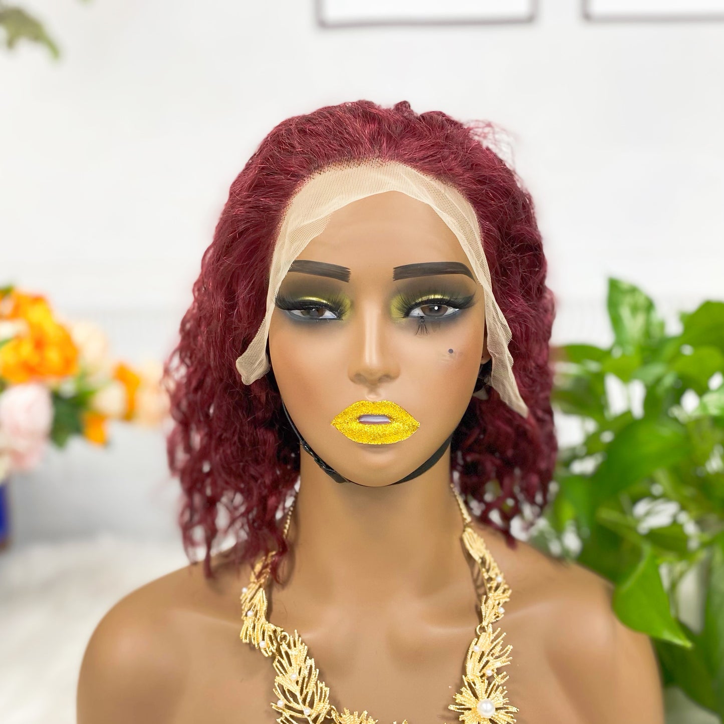 13*4 BoB Wig Water Wave Wigs Color 99J# 250% Density