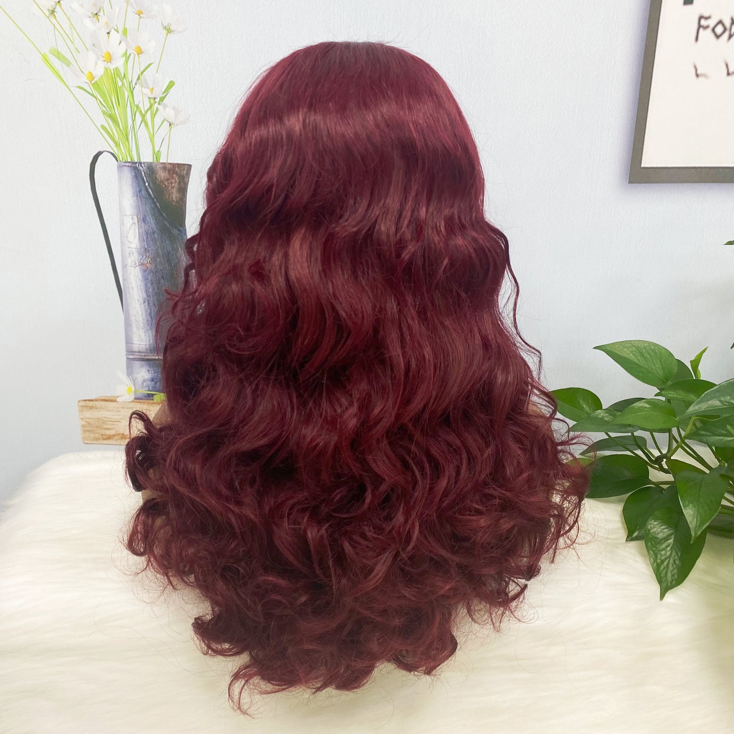 Densité de la couleur 99J 250% de perruque de cheveux humains de Fumi de perruque de dentelle de DD 4*4