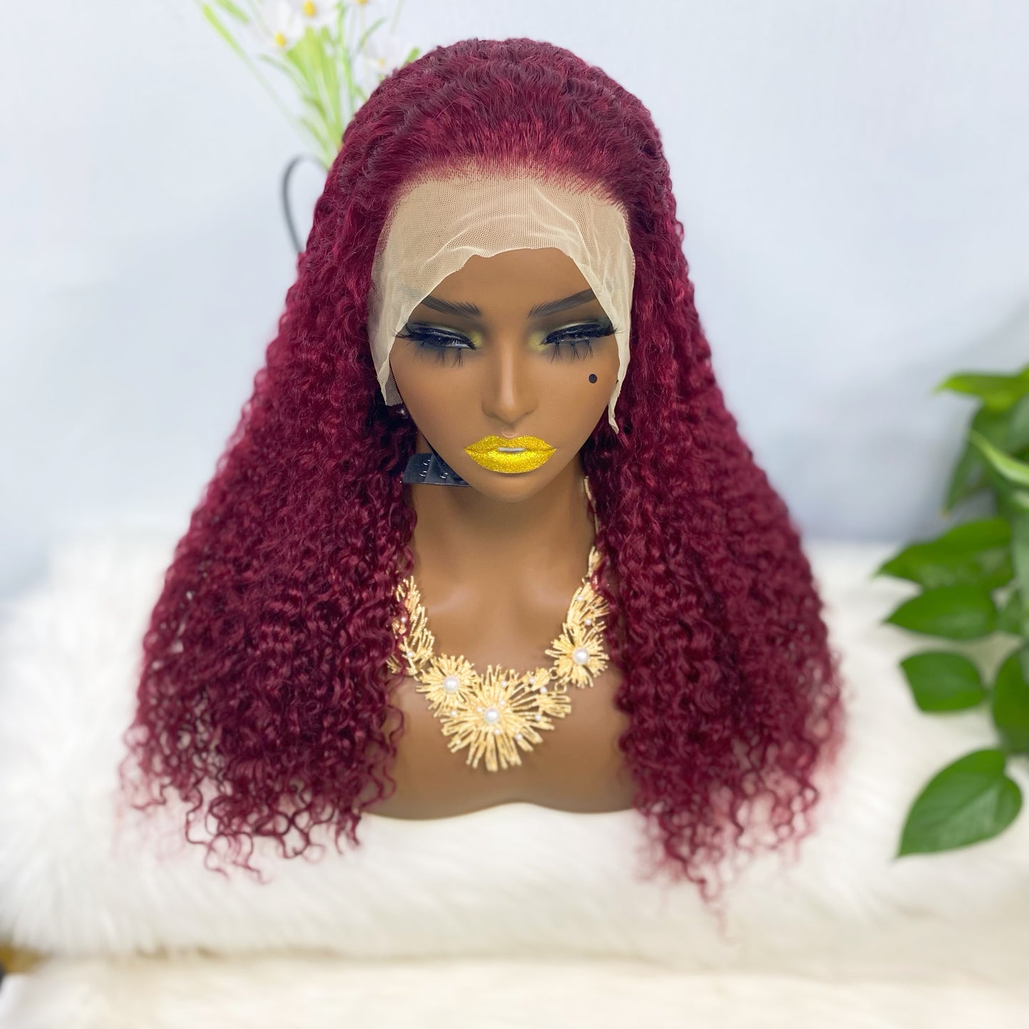 13*4 Lace Wig Jerry Curl Natural Human Hair Lace Wigs Color 99J 250% Density