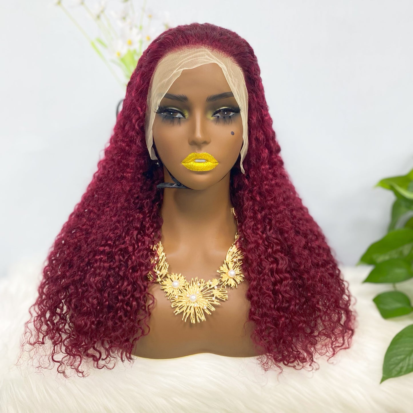 13*4 Lace Wig Jerry Curl Natural Human Hair Lace Wigs Color 99J 250% Density