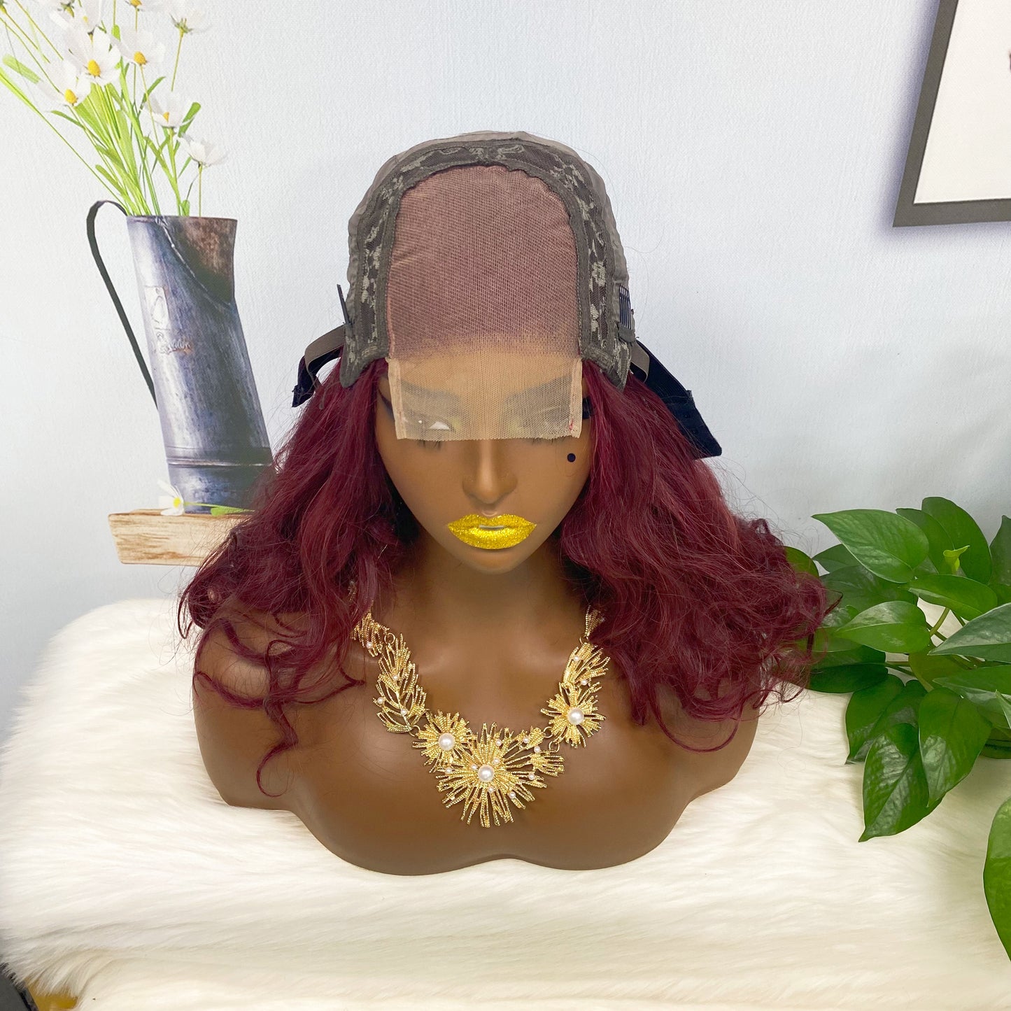 Densité de la couleur 99J 250% de perruque de cheveux humains de Fumi de perruque de dentelle de DD 4*4