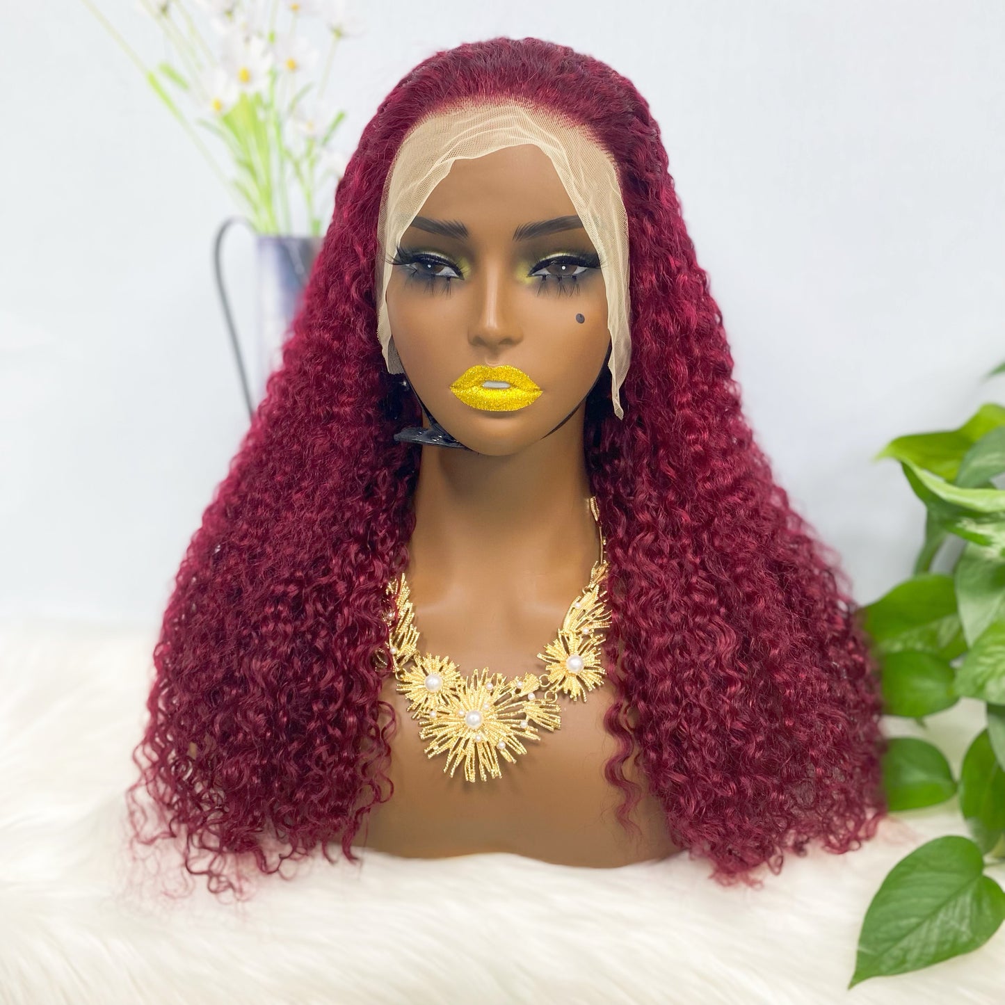 13*4 Lace Wig Jerry Curl Natural Human Hair Lace Wigs Color 99J 250% Density