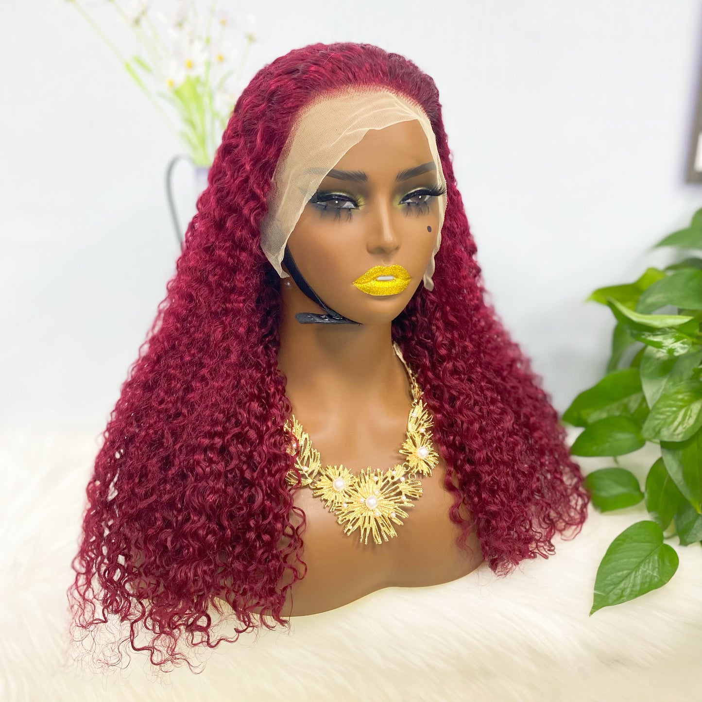 13*4 Lace Wig Jerry Curl Natural Human Hair Lace Wigs Color 99J 250% Density