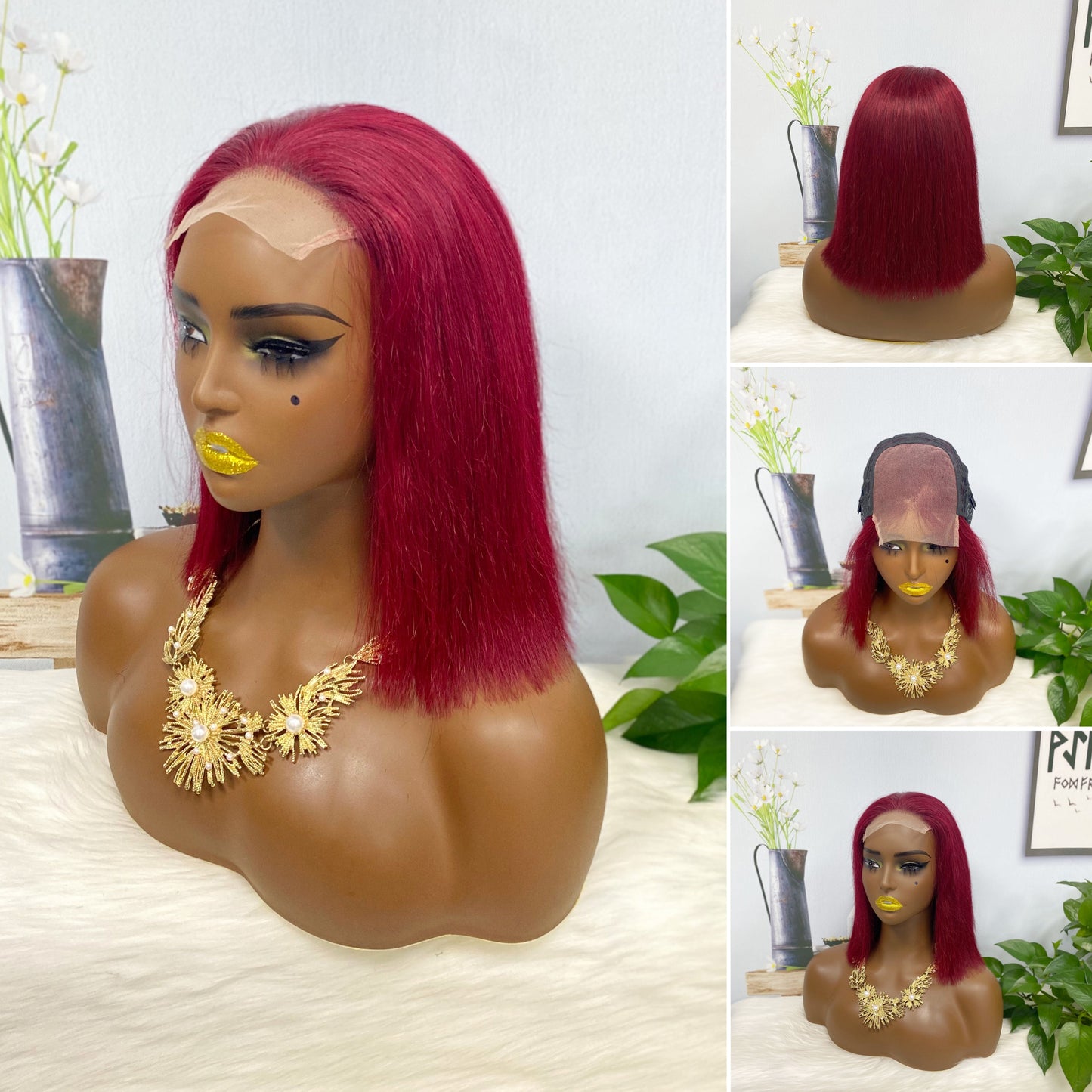 Perruque de cheveux humains sans colle DD 4*4 BOB ST, couleur P4/27 #, densité 200%