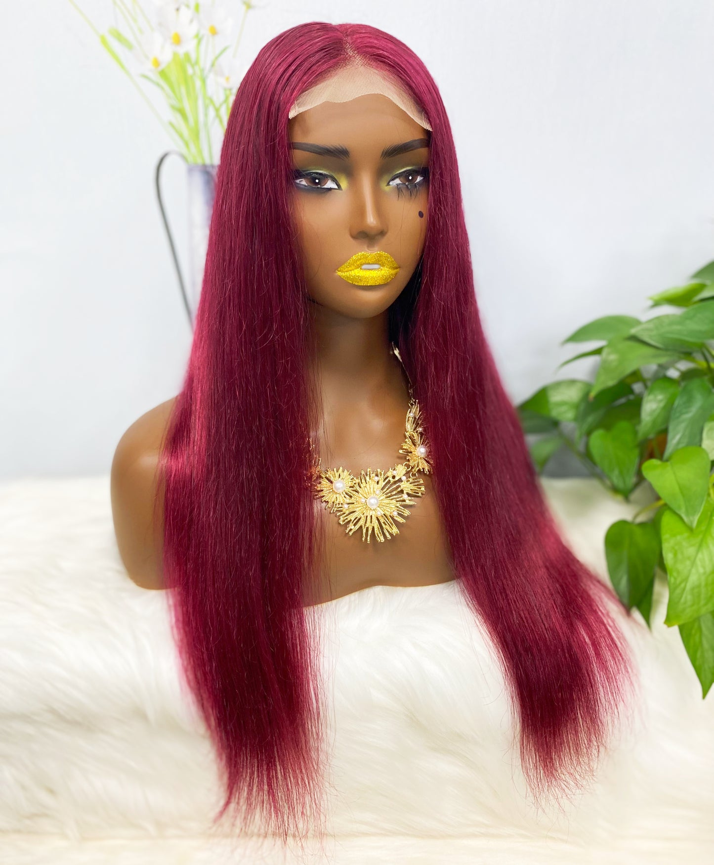 4*4 perruque de dentelle couleur droite 99J 22 "perruque de cheveux humains naturels densité 250%