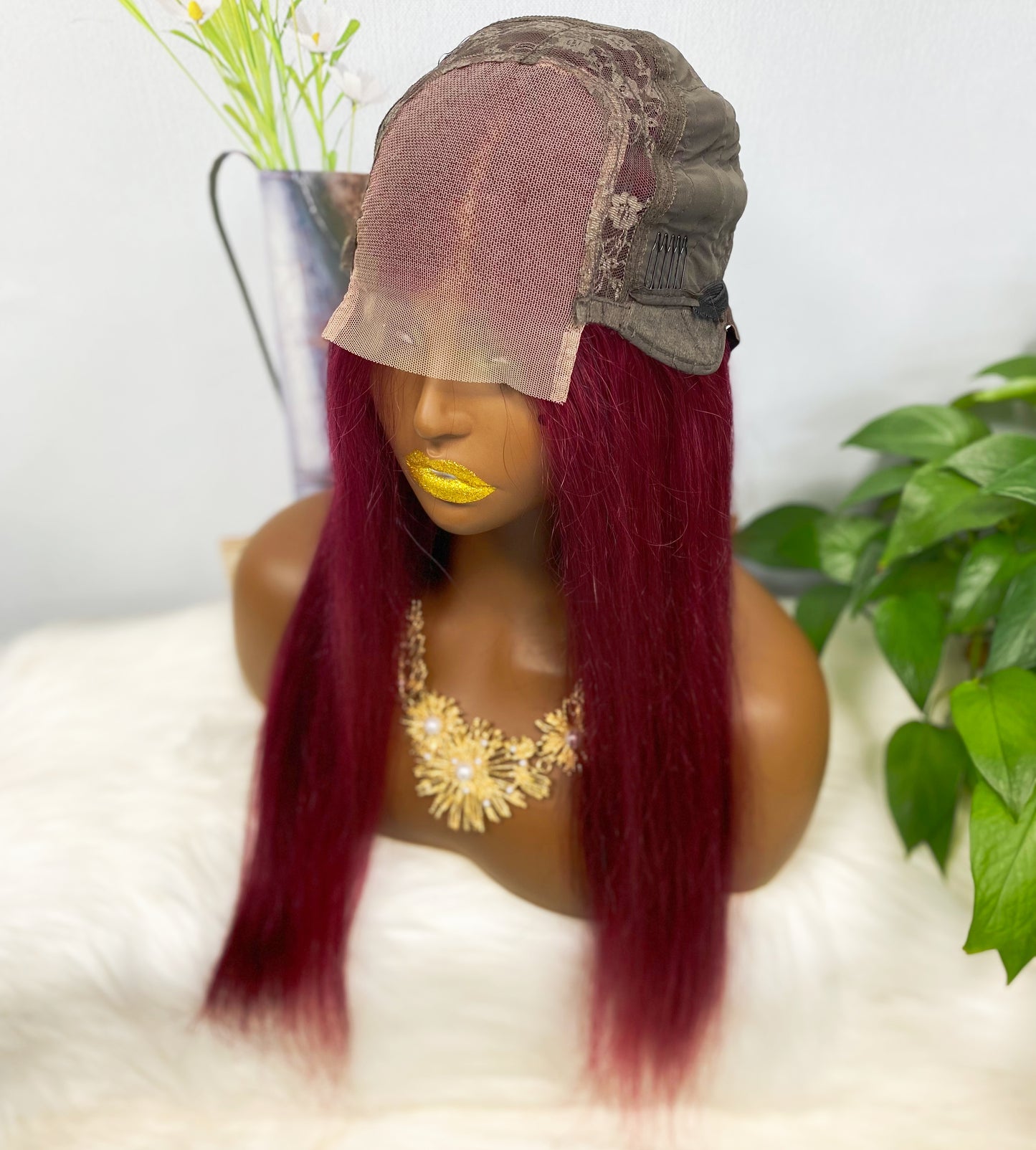 4*4 perruque de dentelle couleur droite 99J 22 "perruque de cheveux humains naturels densité 250%