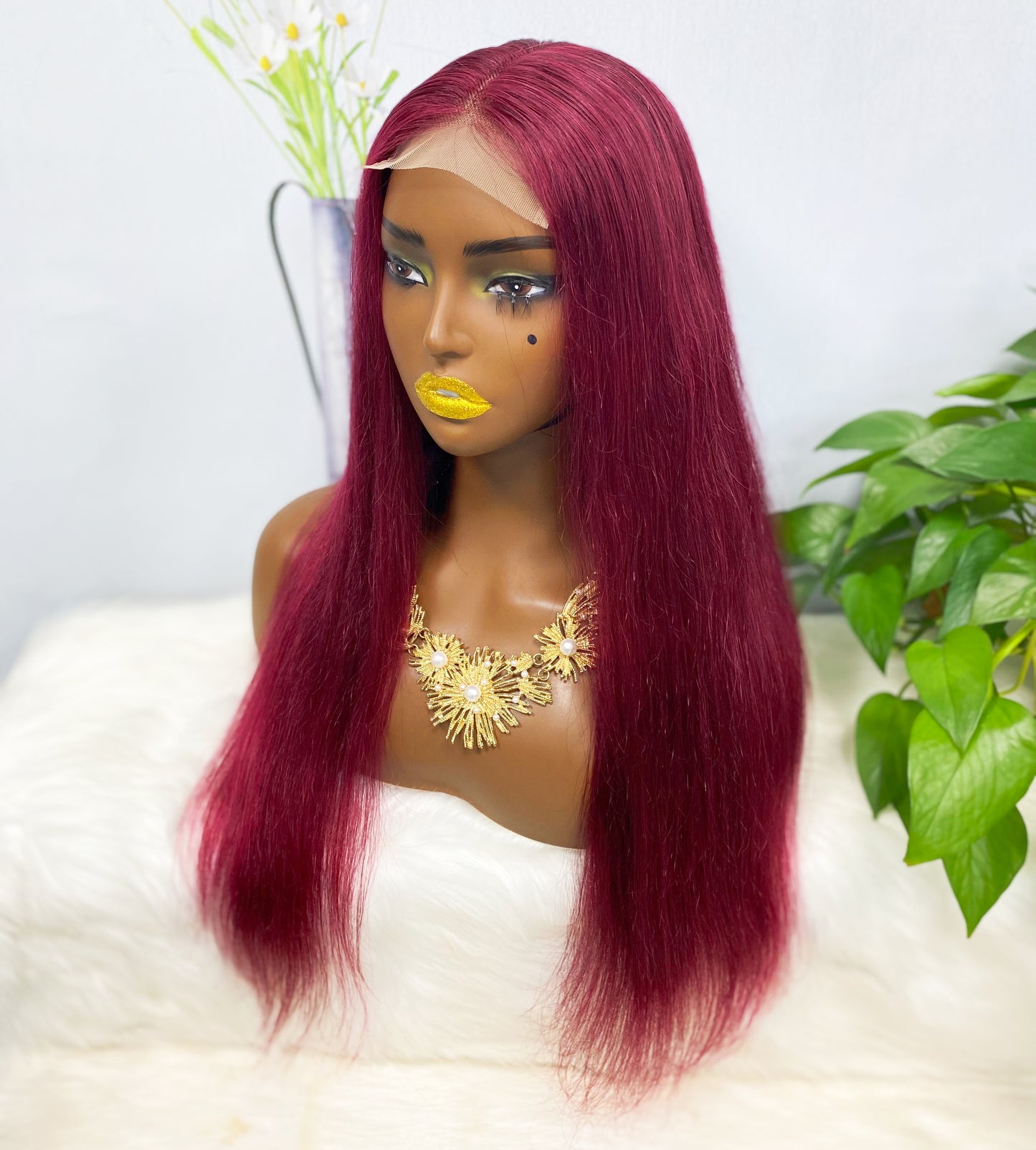 4*4 perruque de dentelle couleur droite 99J 22 "perruque de cheveux humains naturels densité 250%