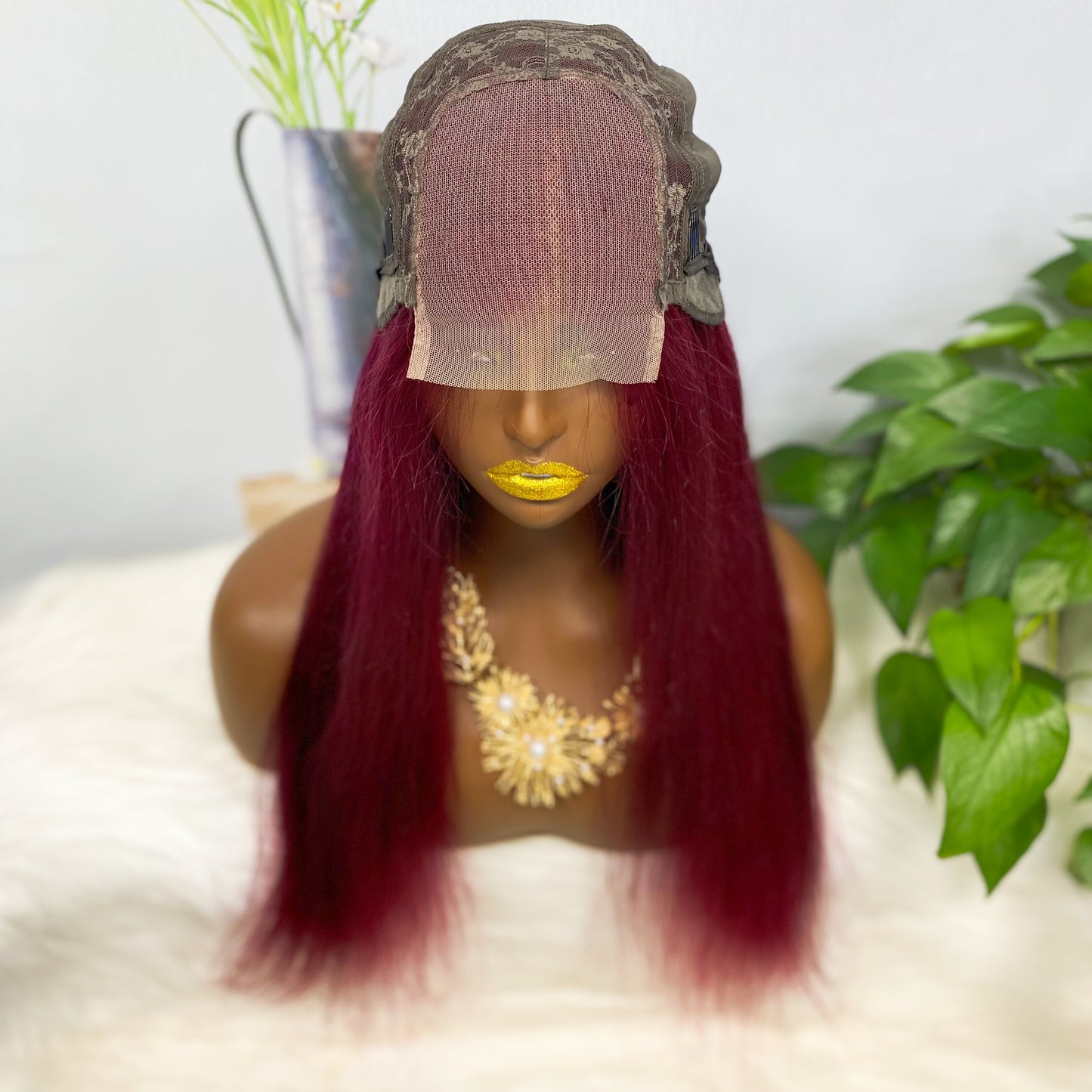 4*4 perruque de dentelle couleur droite 99J 22 "perruque de cheveux humains naturels densité 250%