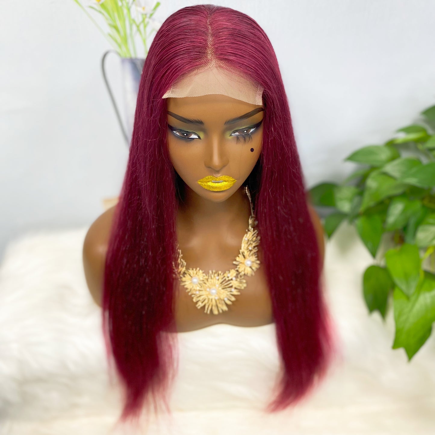 4*4 perruque de dentelle couleur droite 99J 22 "perruque de cheveux humains naturels densité 250%