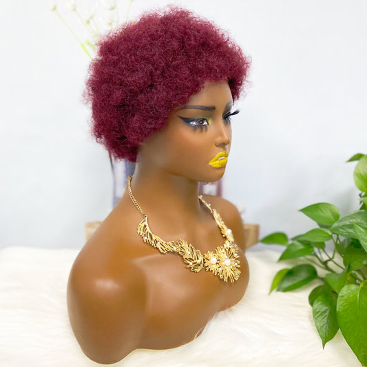 Afvo Wig Machine Human Hair Wig Natural Hair Wigs Color 99J 6inch