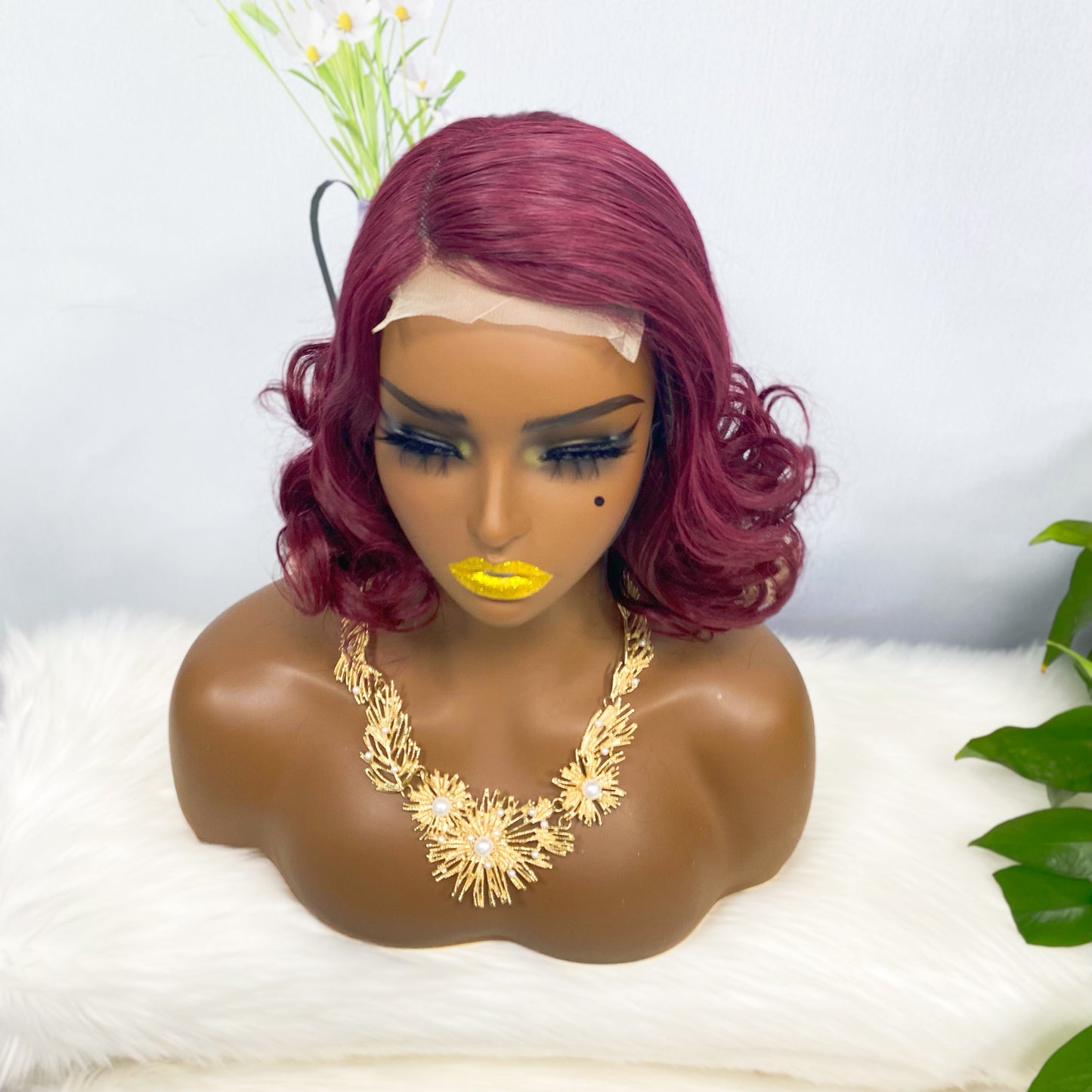 Perruque de cheveux humains Fumi 4*4, couleur 99J