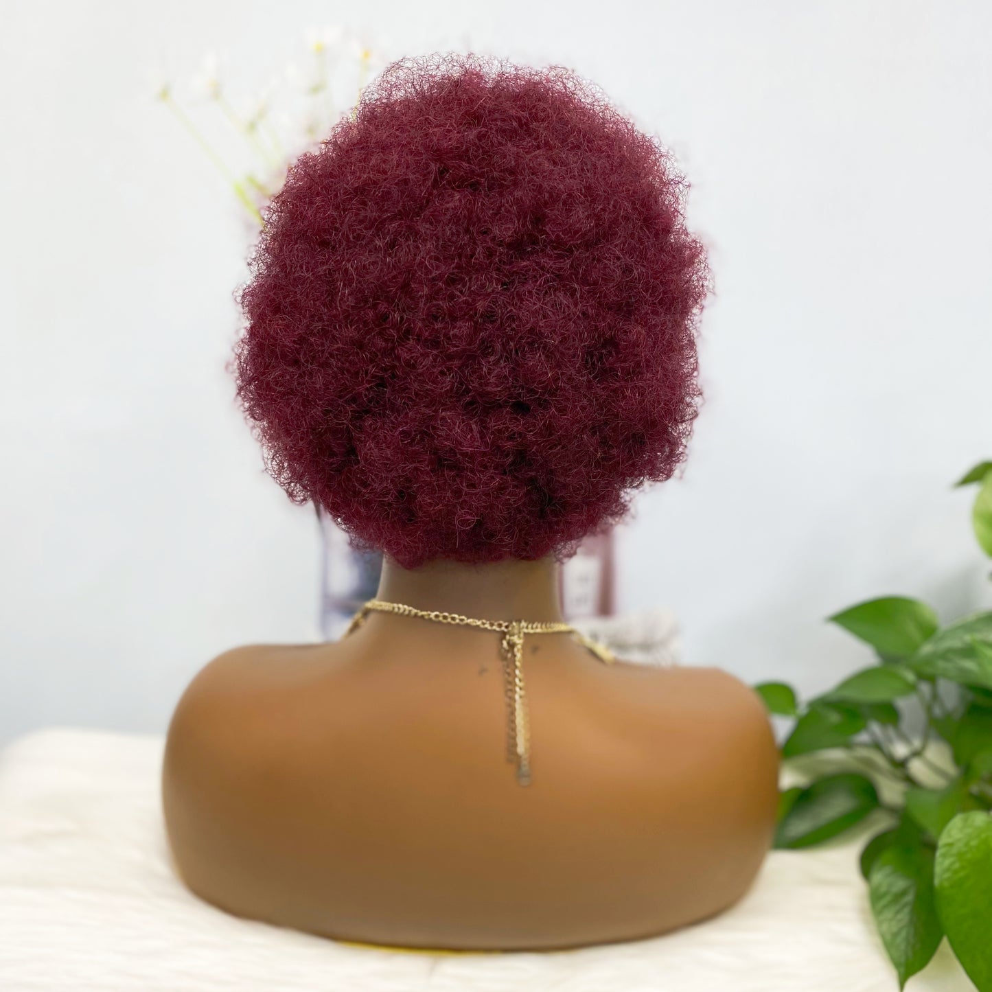 Afvo Wig Machine Human Hair Wig Natural Hair Wigs Color 99J 6inch