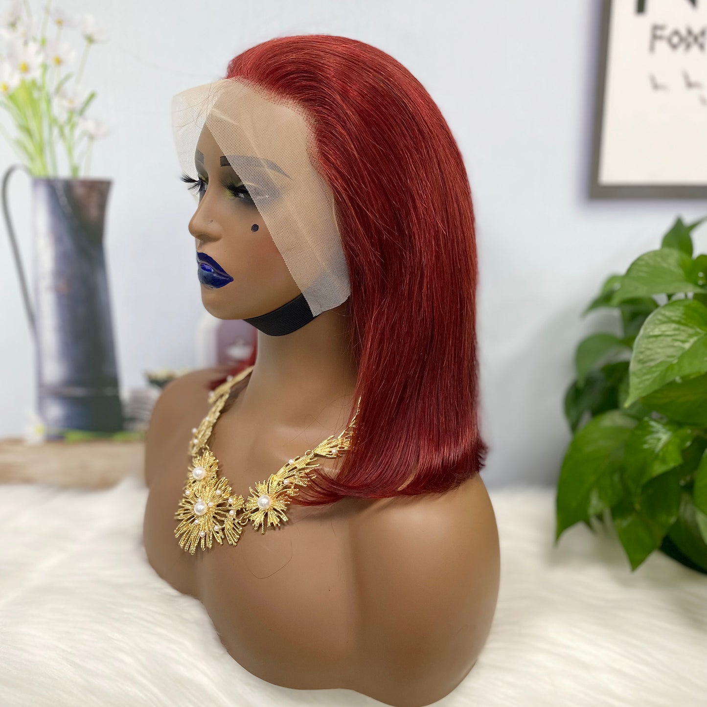 13*4 BoB Wig Straight Wigs Color 99J 200% Density