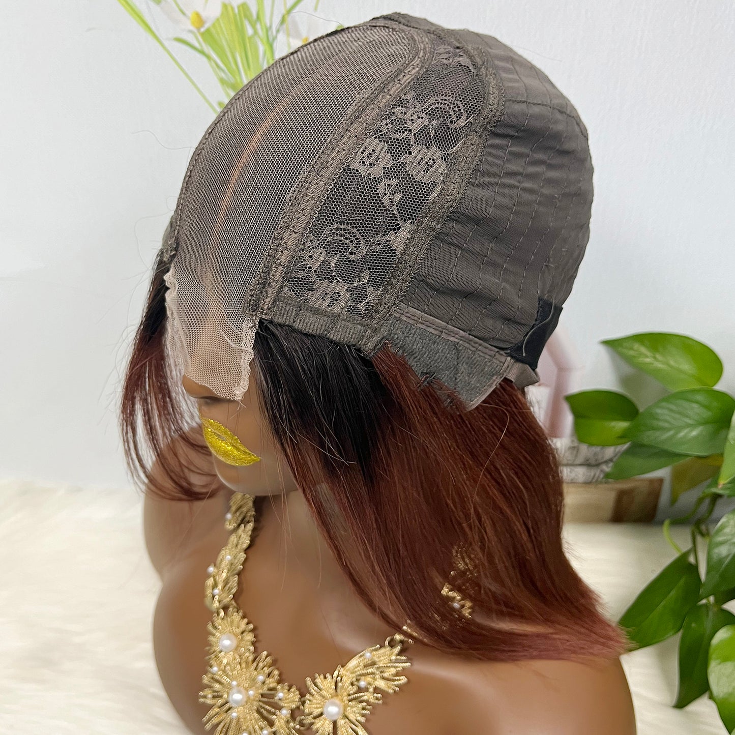 Super Double Drawn 2*6 Lace Bob Wig Human Hair Lace Wig Color T1B/33# Straight