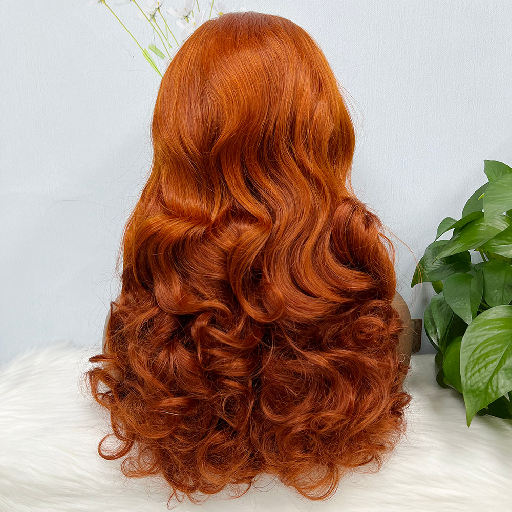 Double Drawn 13*4 Lace Wig Loose Wave Natural Human Hair Lace Wig Color 350# 300% Density