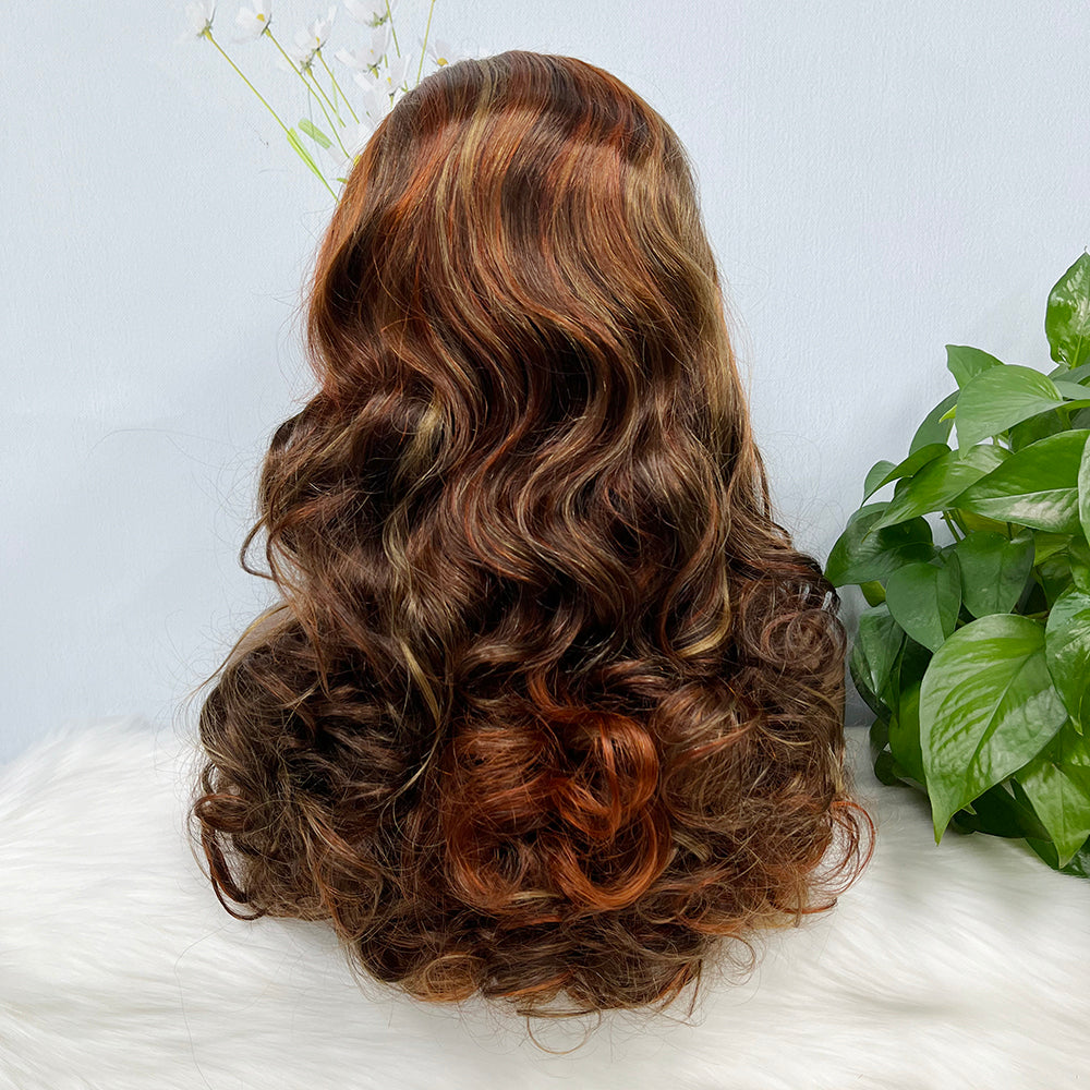 Double Drawn 13*4 Lace Wig Loose Wave Natural Human Hair Lace Wig Color P4/30/350# 300% Density