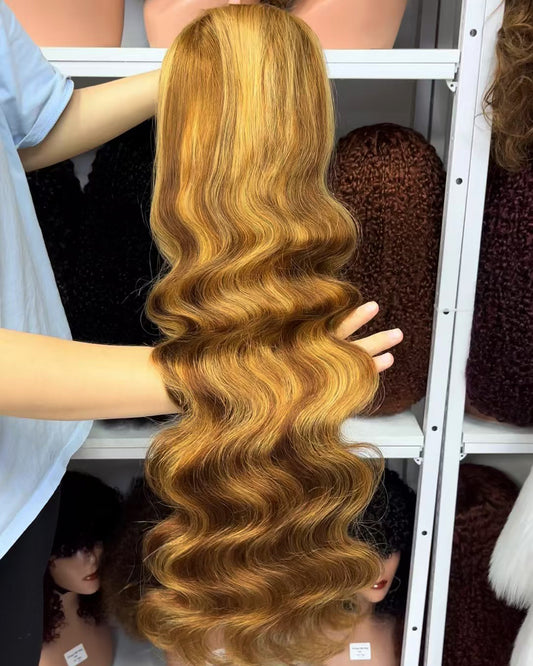 Color 13x4 Lace Wig Body Wave Human Hair Wigs Piano Color P4/27 18"-30"