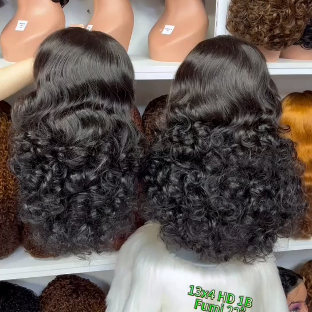 DD 13*4 HD Lace Wig Fumi Natural Human Hair Lace Wigs Color P1B/30# 22"