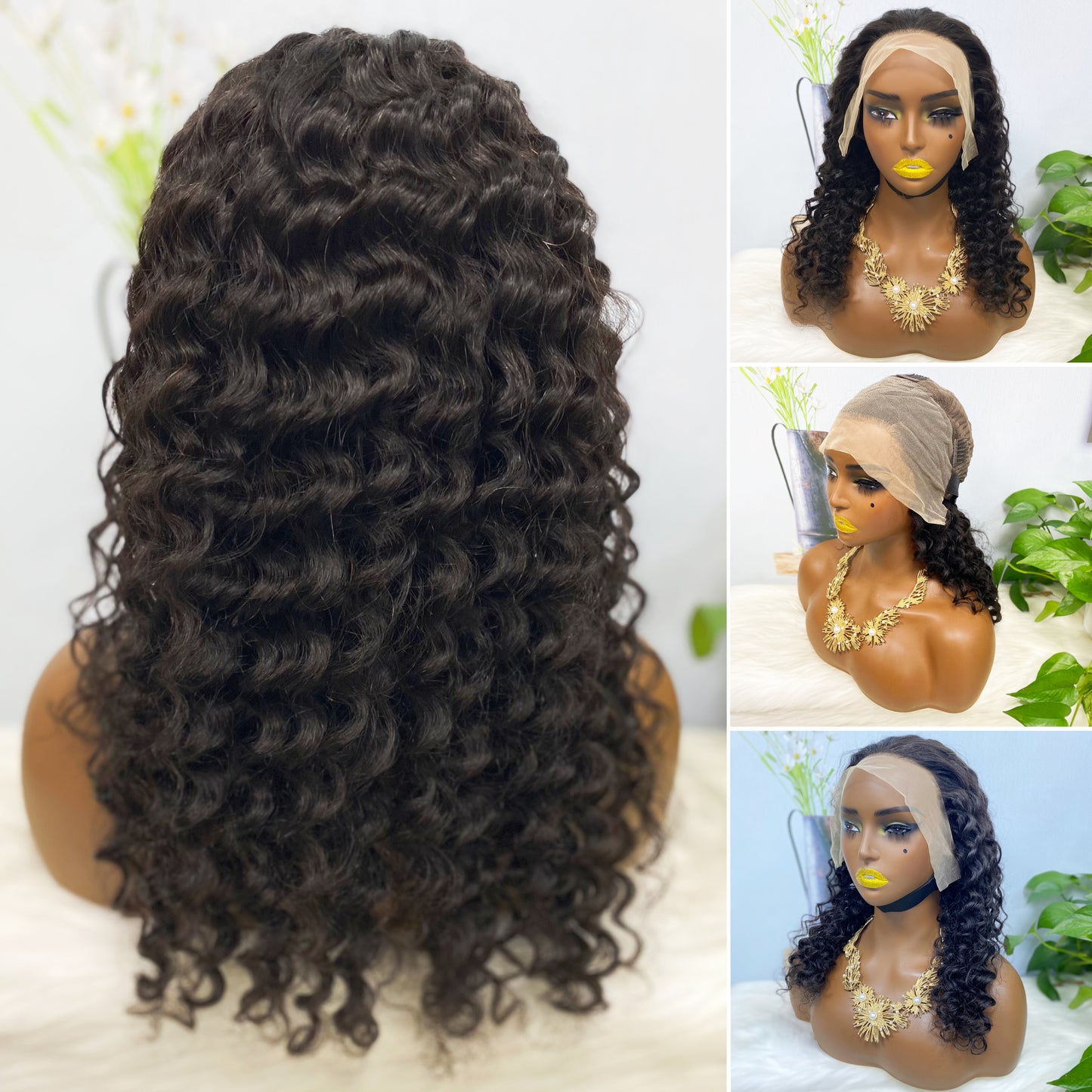 13*4 Lace Wig Deep Wave Natural Color Virgin Human Hair Wigs 200% Density Color NC