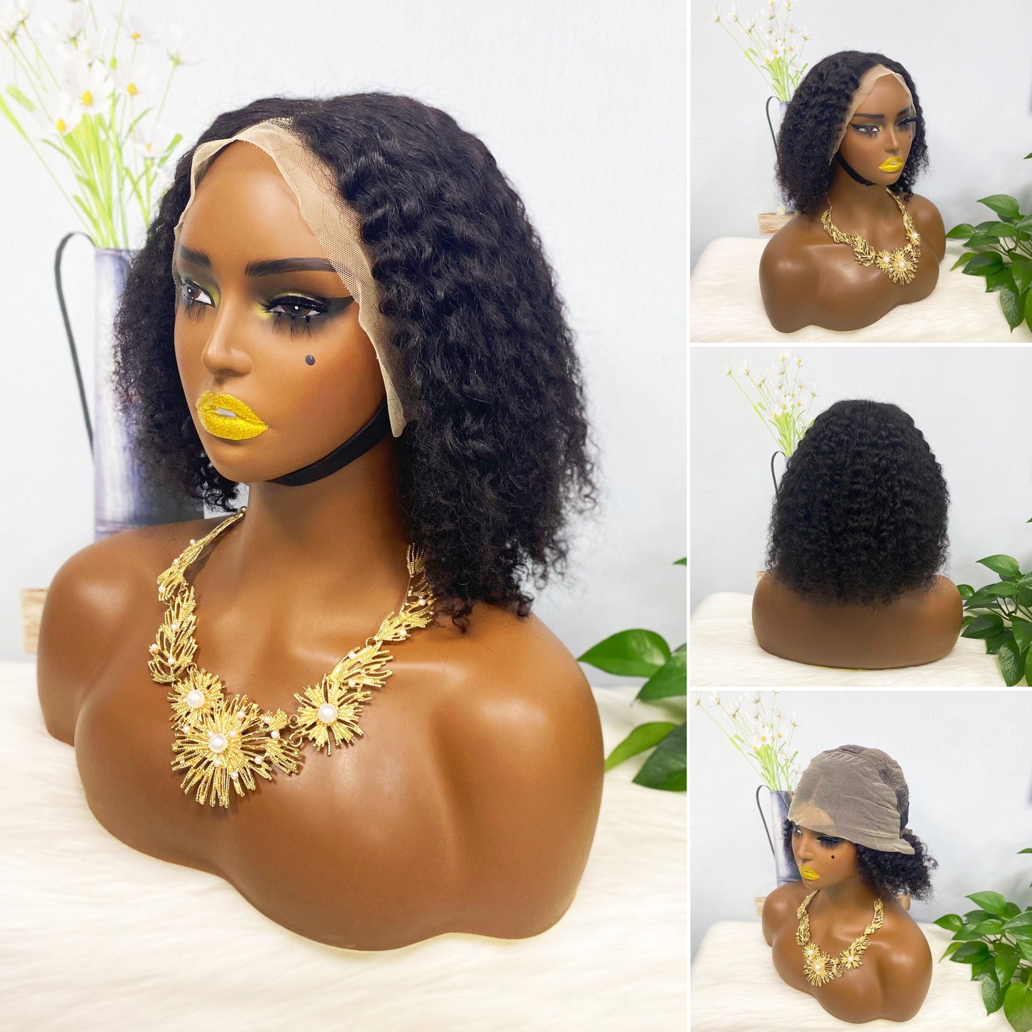 13*4 BoB Wig Kinky Straight Wigs Color NC 250% Density