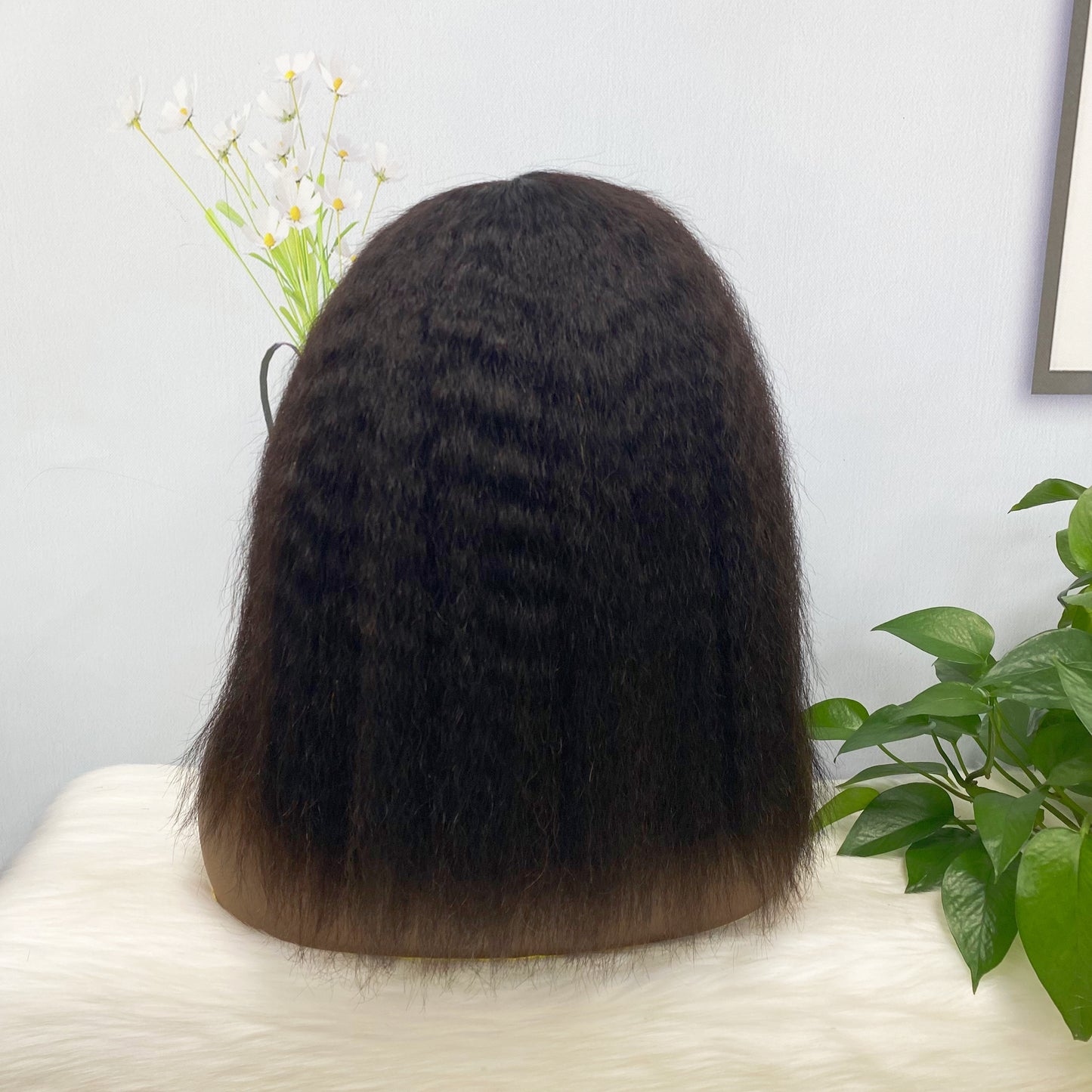 13*4 BoB Wig Kinky Straight Wigs Color NC 250% Density
