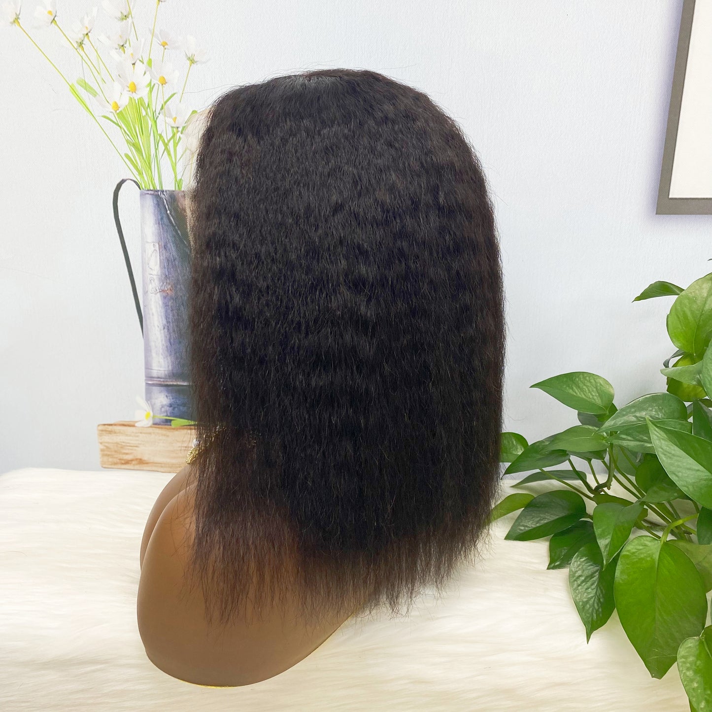 13*4 BoB Wig Kinky Straight Wigs Color NC 250% Density