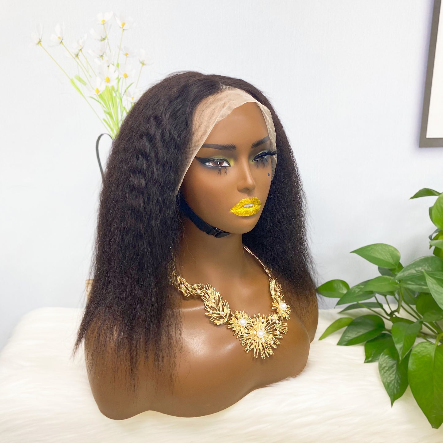 13*4 BoB Wig Kinky Straight Wigs Color NC 250% Density