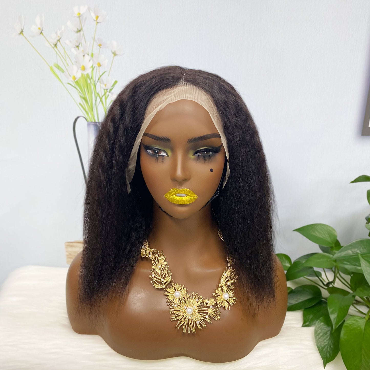 13*4 BoB Wig Kinky Straight Wigs Color NC 250% Density